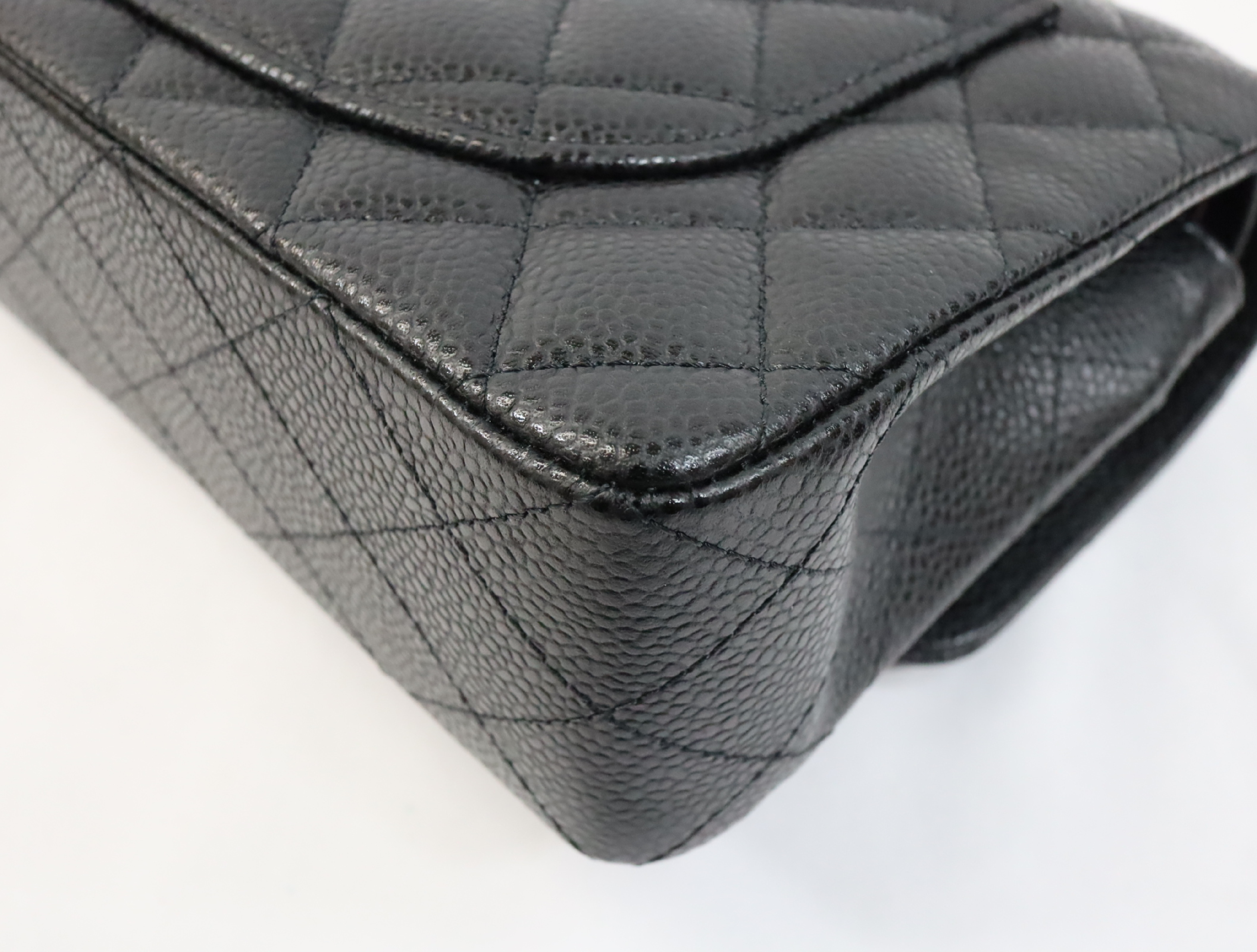 Matelassé 23 Caviar Skin Double Flap Black Serial Number 30s Silver Hardware A01113? Shoulder Bag — view 9