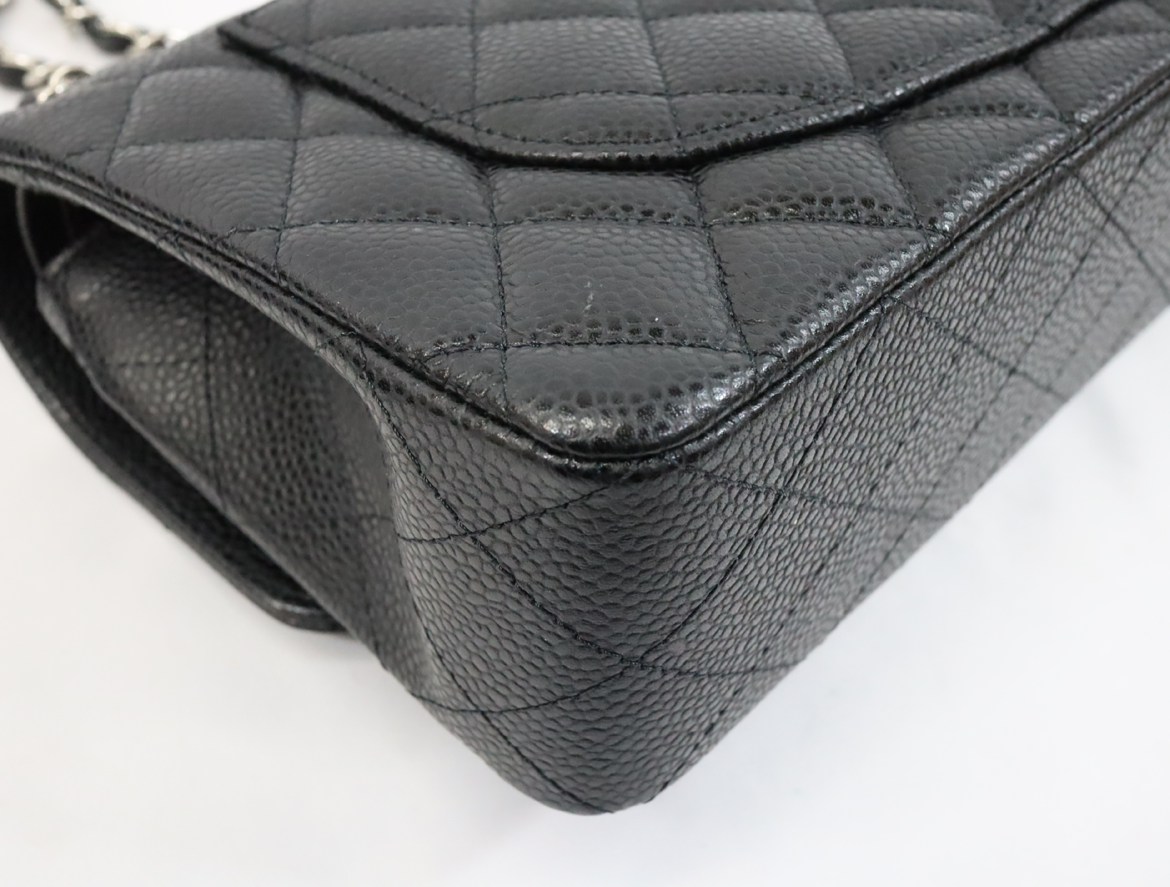 Matelassé 23 Caviar Skin Double Flap Black Serial Number 30s Silver Hardware A01113? Shoulder Bag — view 10