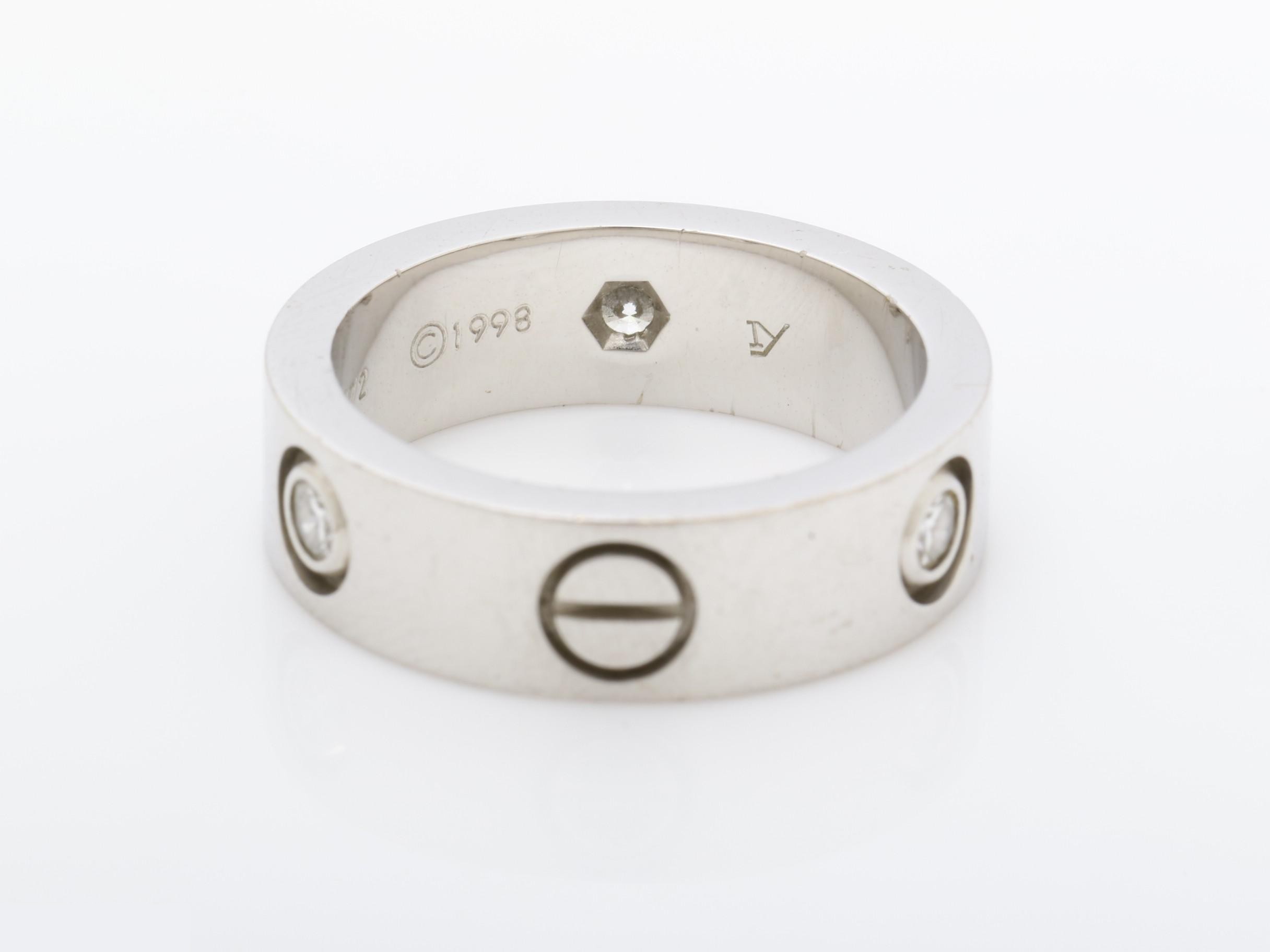 Love Ring, 750 White Gold, Diamond, 8.7g, Size #50 — view 4