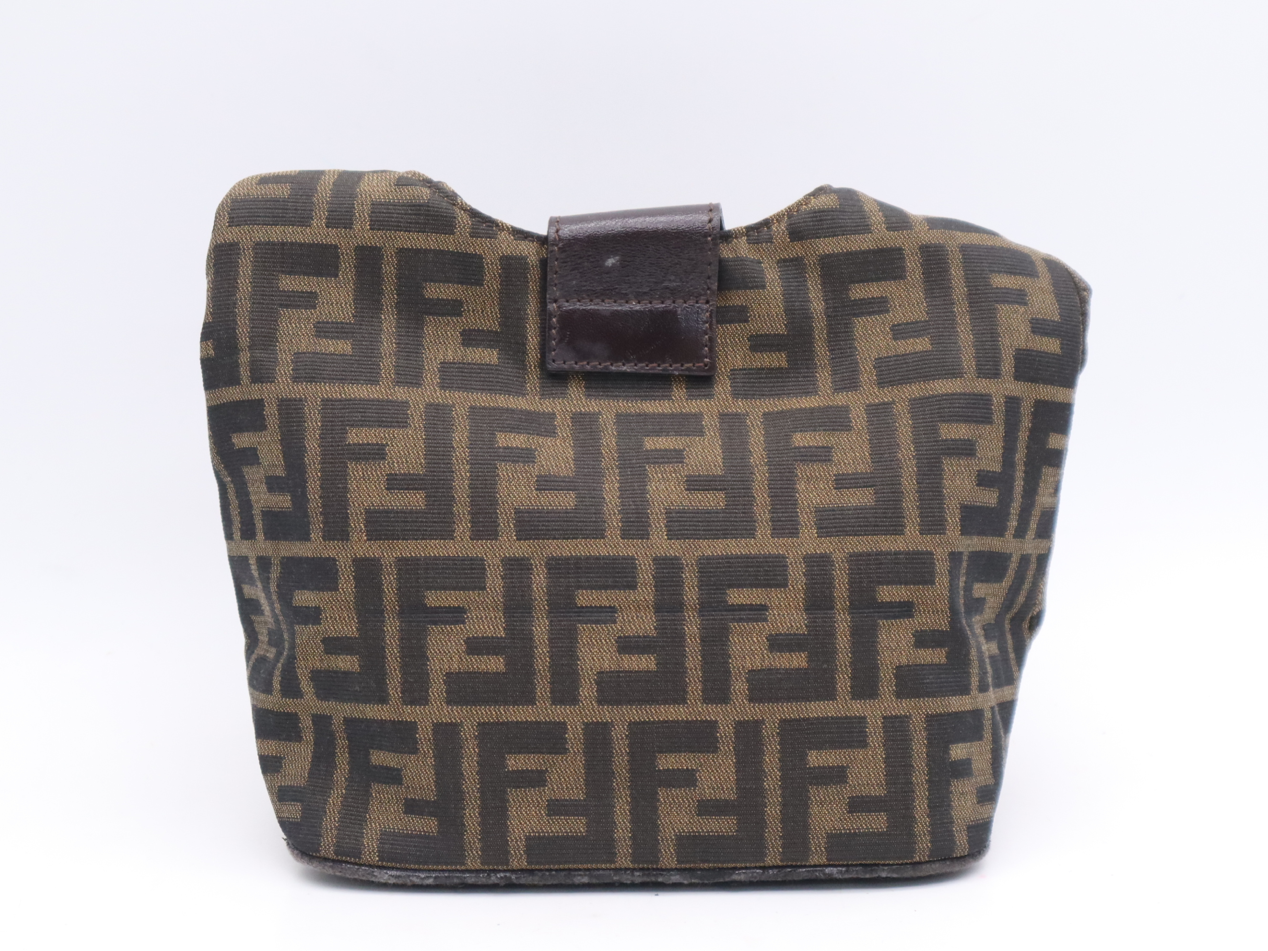 Canvas Zucca One Brown Black Silver Hardware Shoulder Bag — view 2