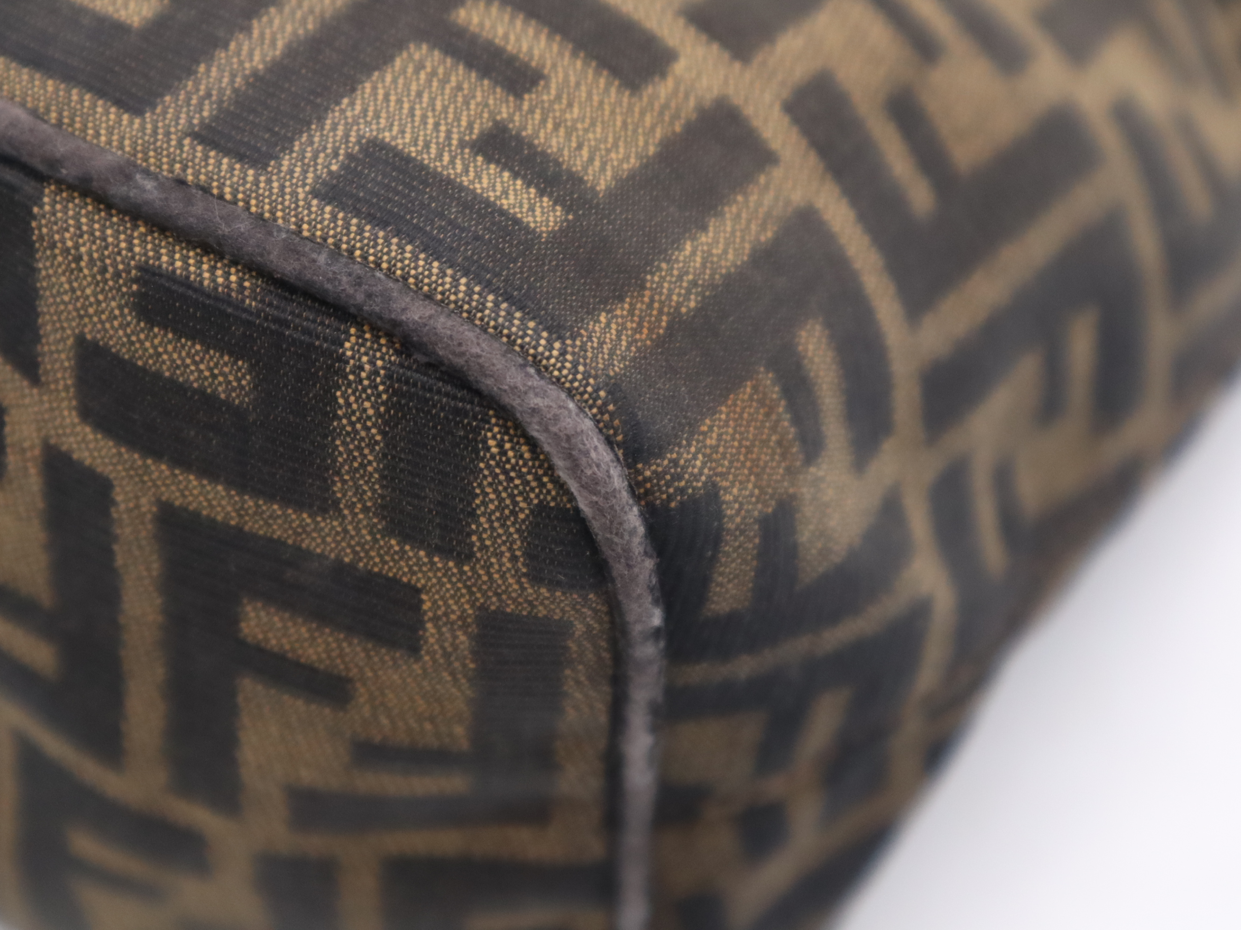 Canvas Zucca One Brown Black Silver Hardware Shoulder Bag — view 11