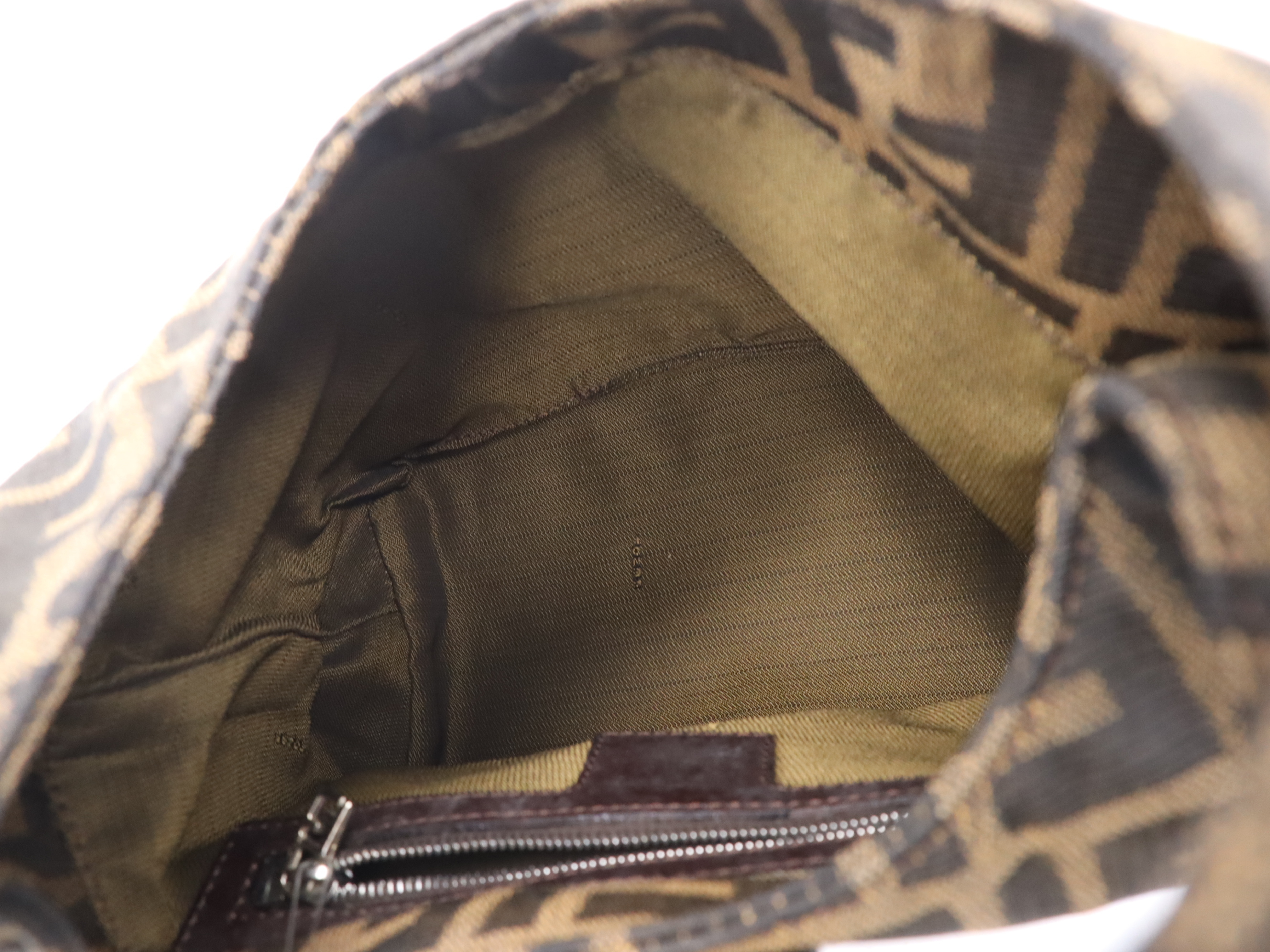 Canvas Zucca One Brown Black Silver Hardware Shoulder Bag — view 12