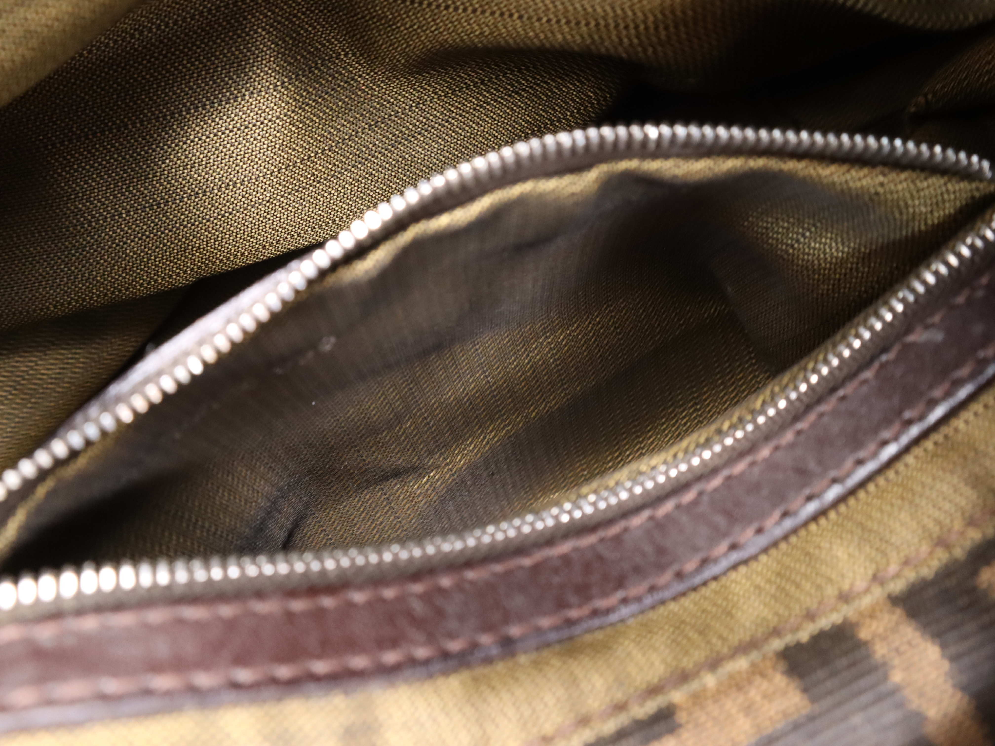 Canvas Zucca One Brown Black Silver Hardware Shoulder Bag — view 13
