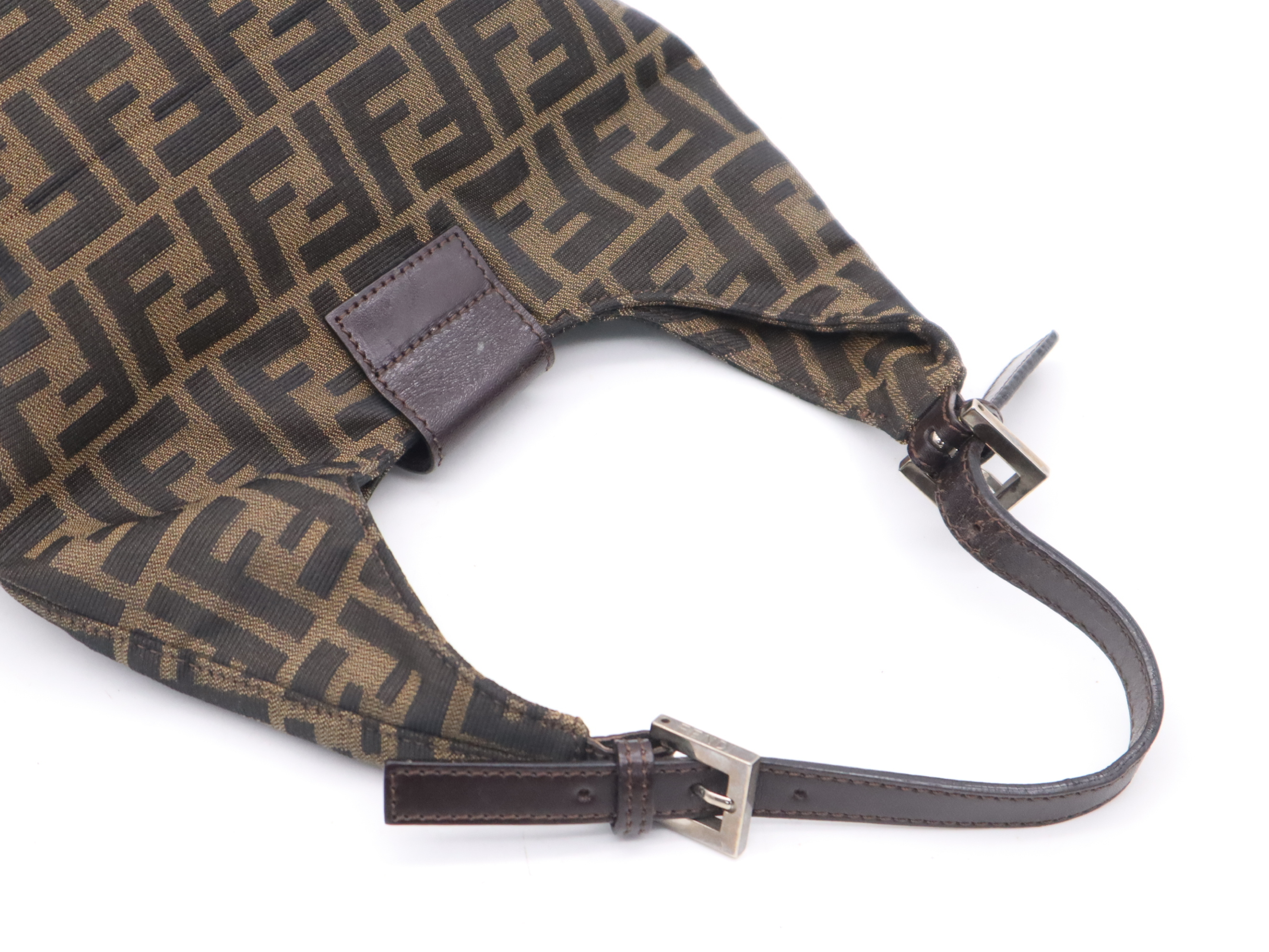 Canvas Zucca One Brown Black Silver Hardware Shoulder Bag — view 6