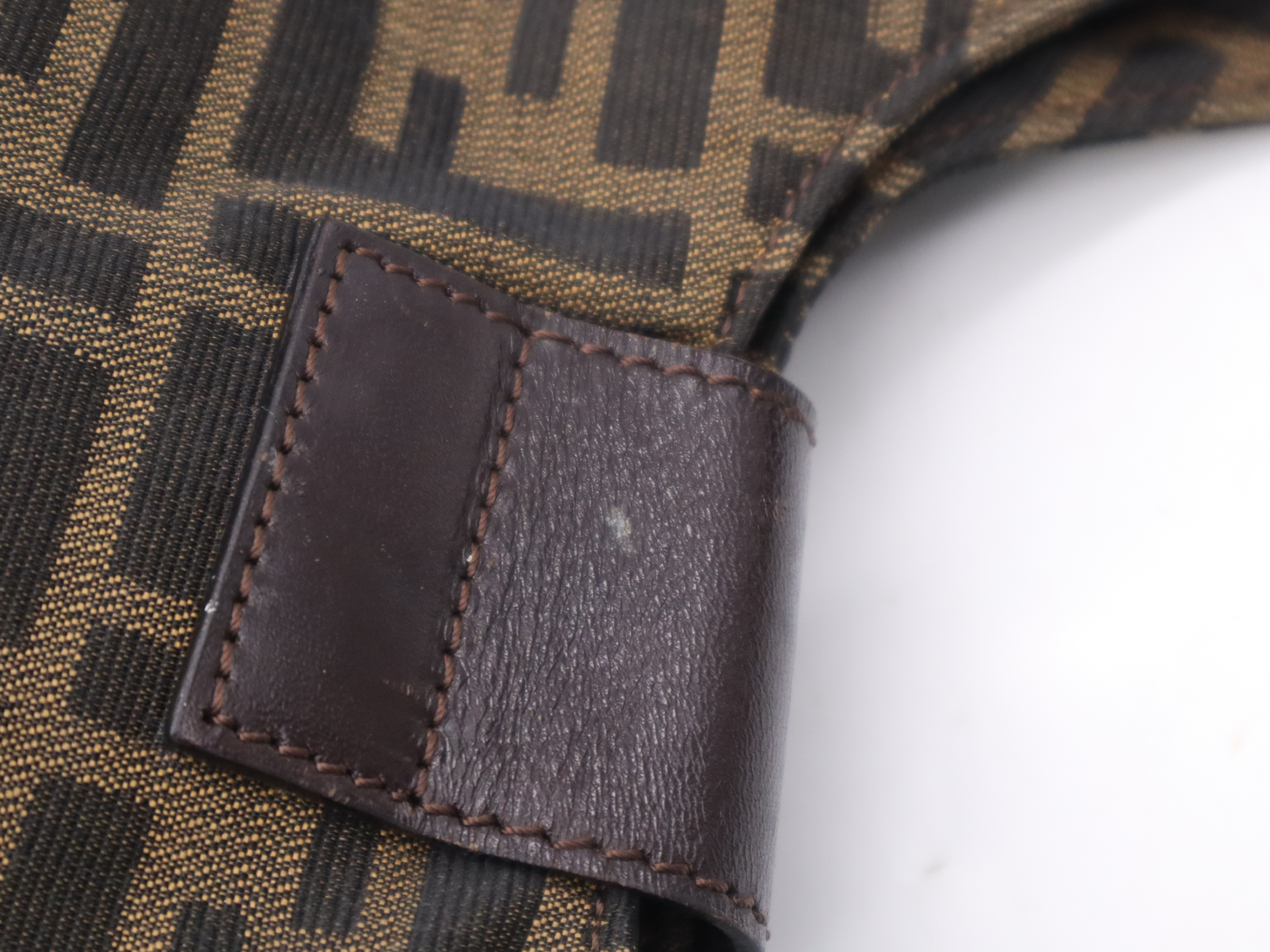 Canvas Zucca One Brown Black Silver Hardware Shoulder Bag — view 9