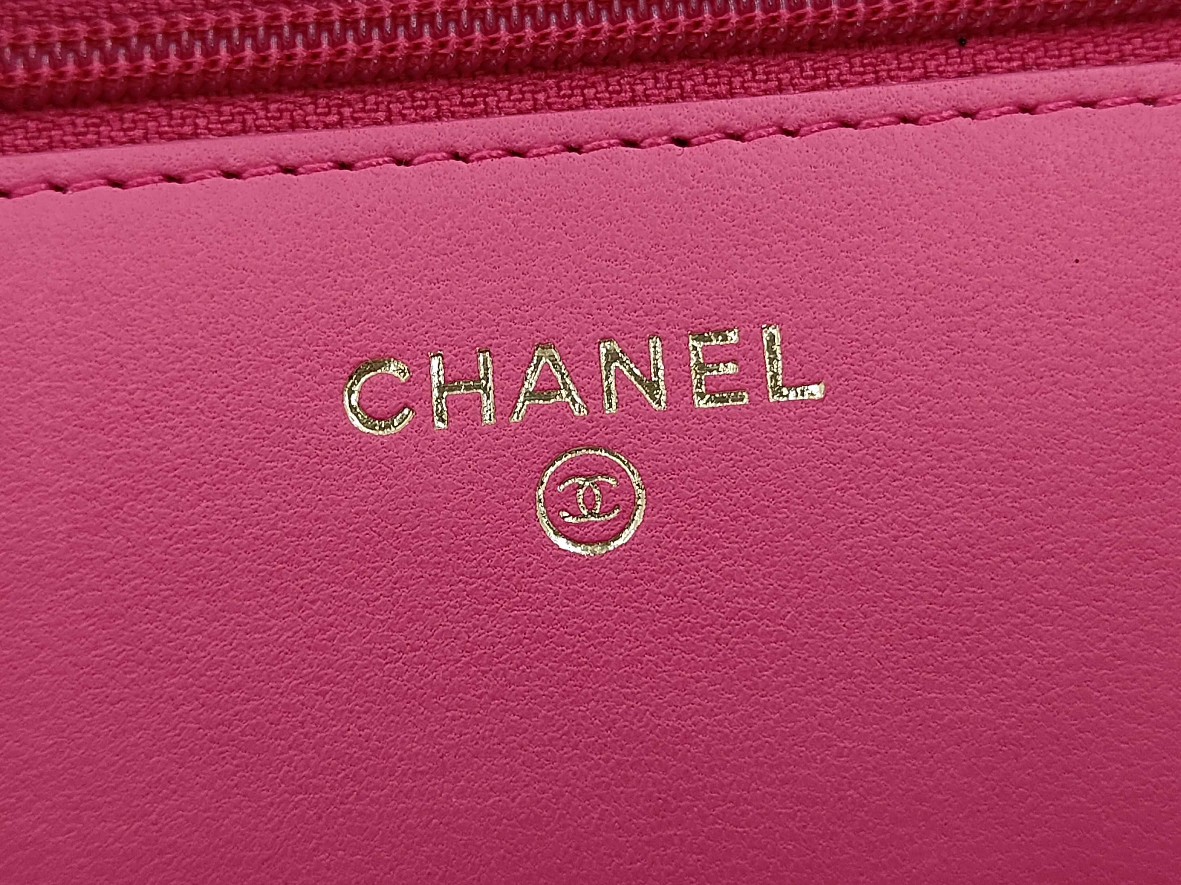 Lambskin Matelassé Chain Wallet, Pink, Gold Hardware, Serial Number 21 Series — view 12