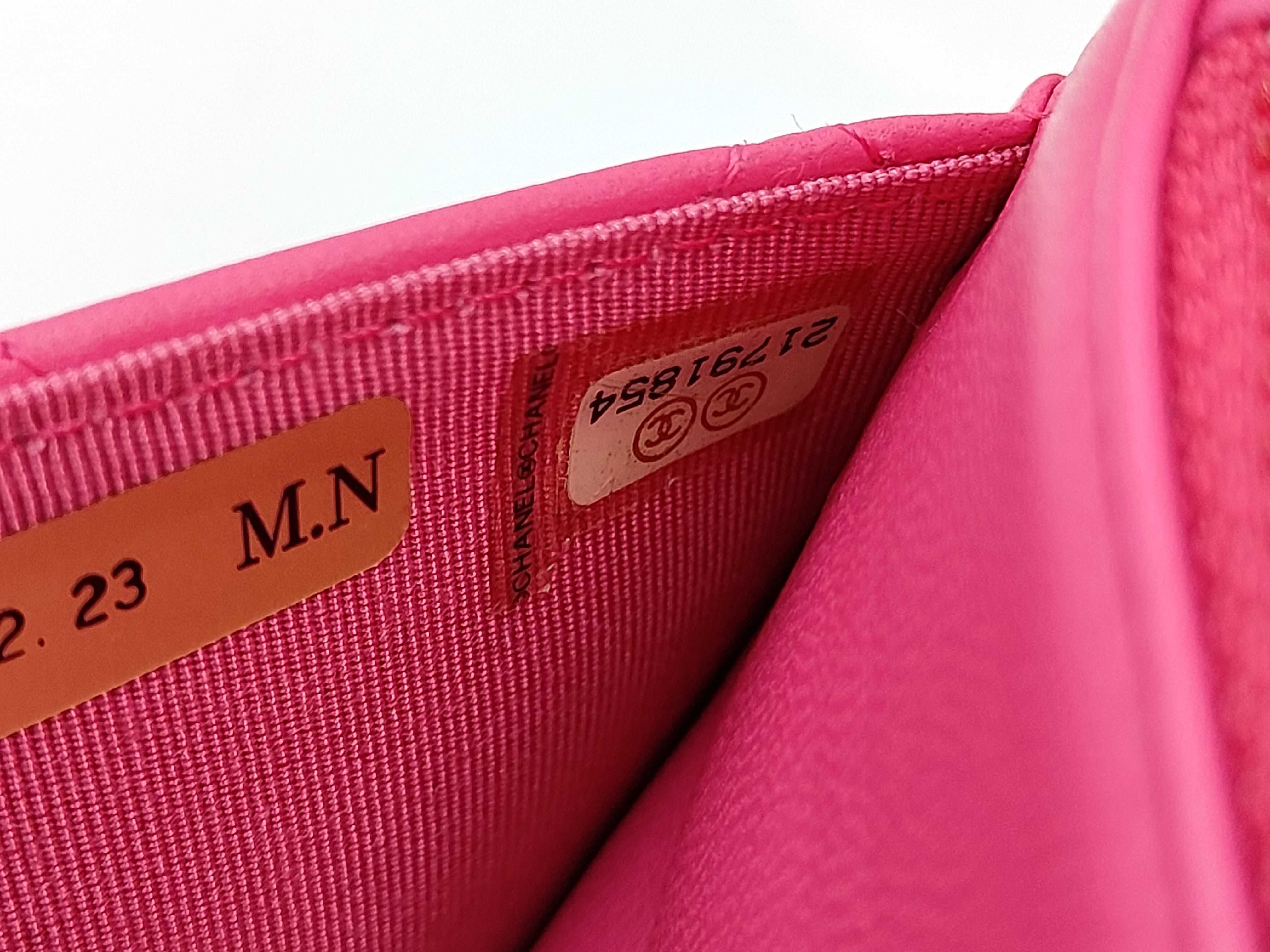 Lambskin Matelassé Chain Wallet, Pink, Gold Hardware, Serial Number 21 Series — view 13