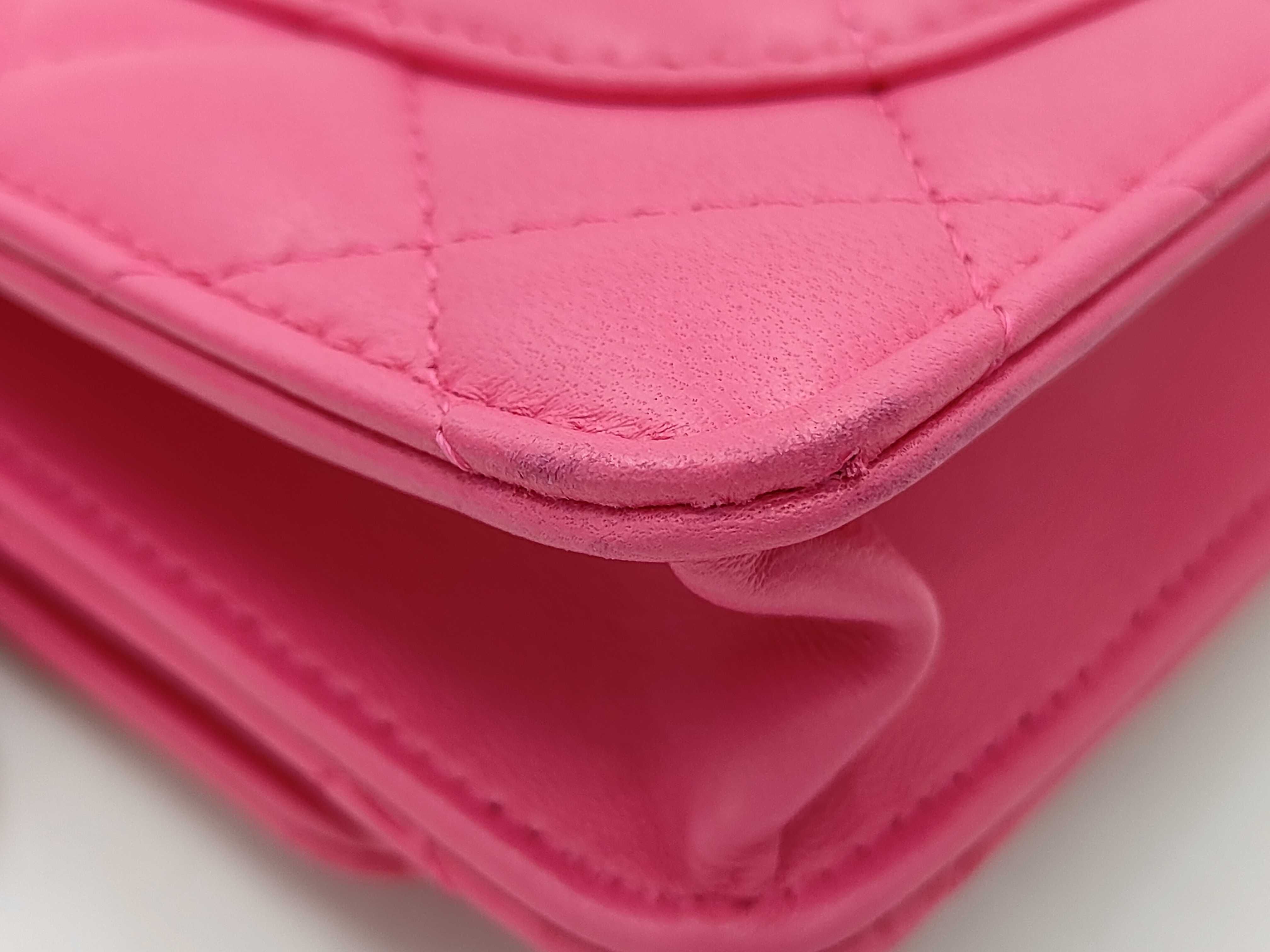 Lambskin Matelassé Chain Wallet, Pink, Gold Hardware, Serial Number 21 Series — view 3