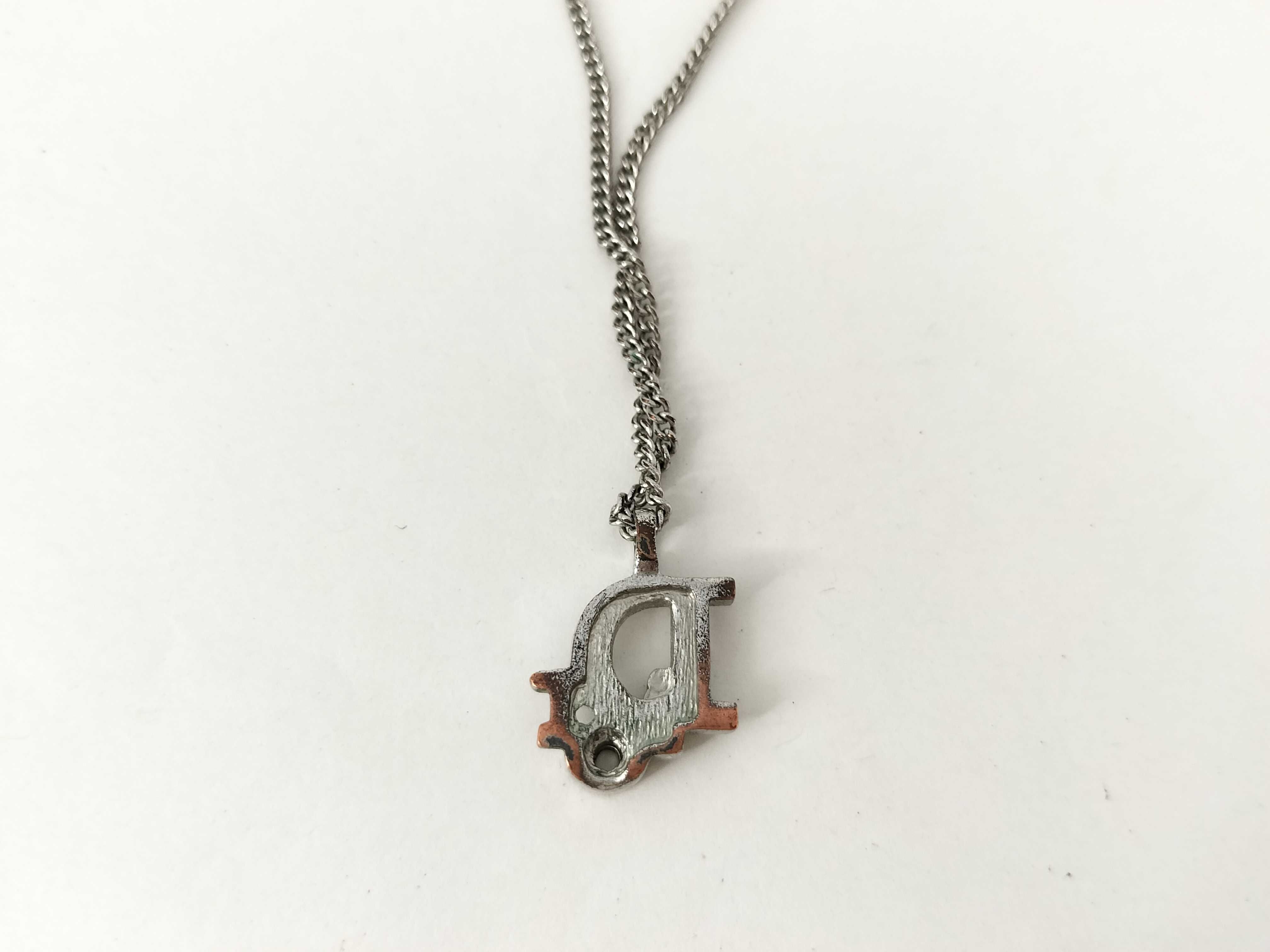 CD logo rhinestone silver necklace — view 2
