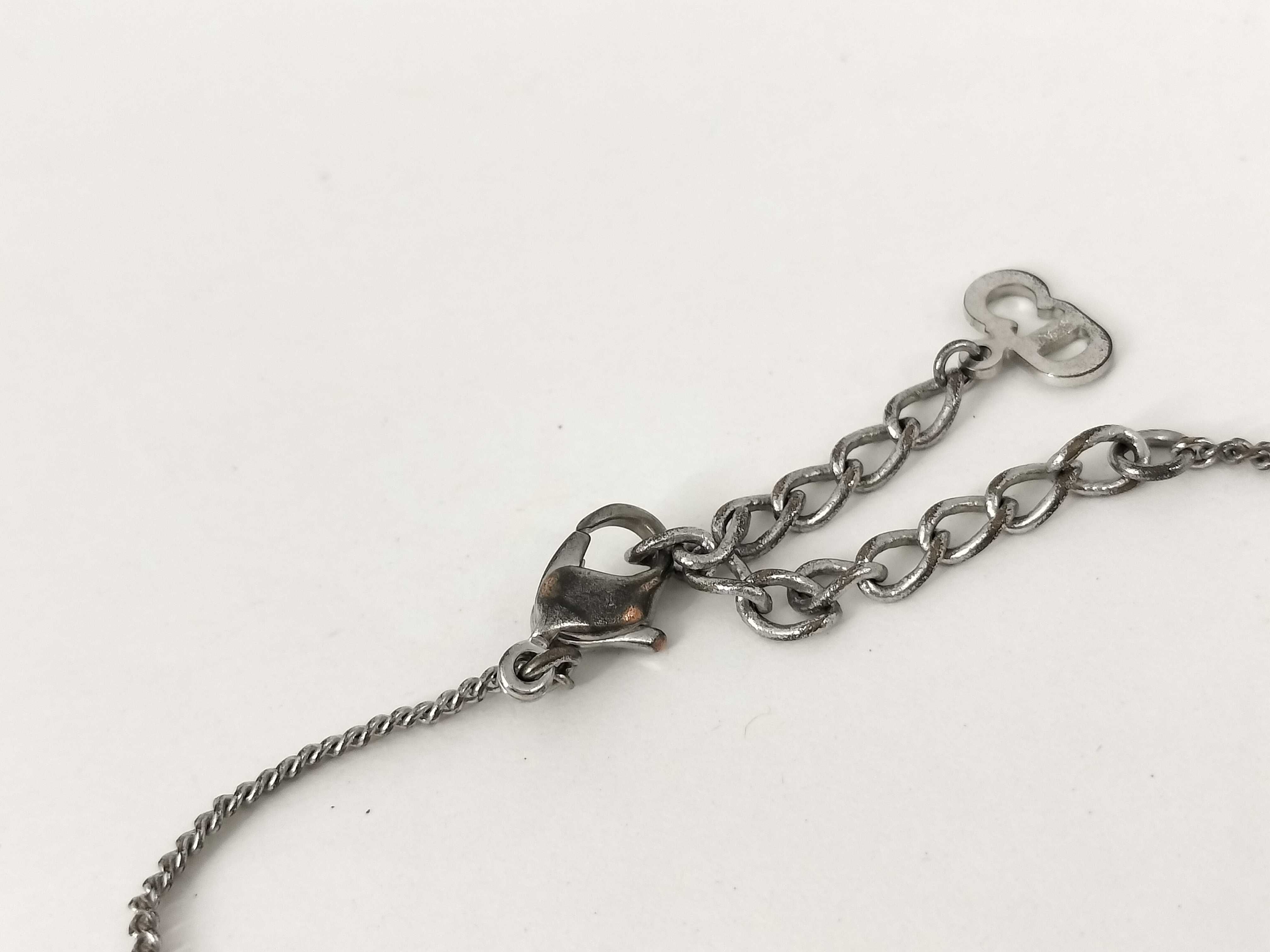 CD logo rhinestone silver necklace — view 4