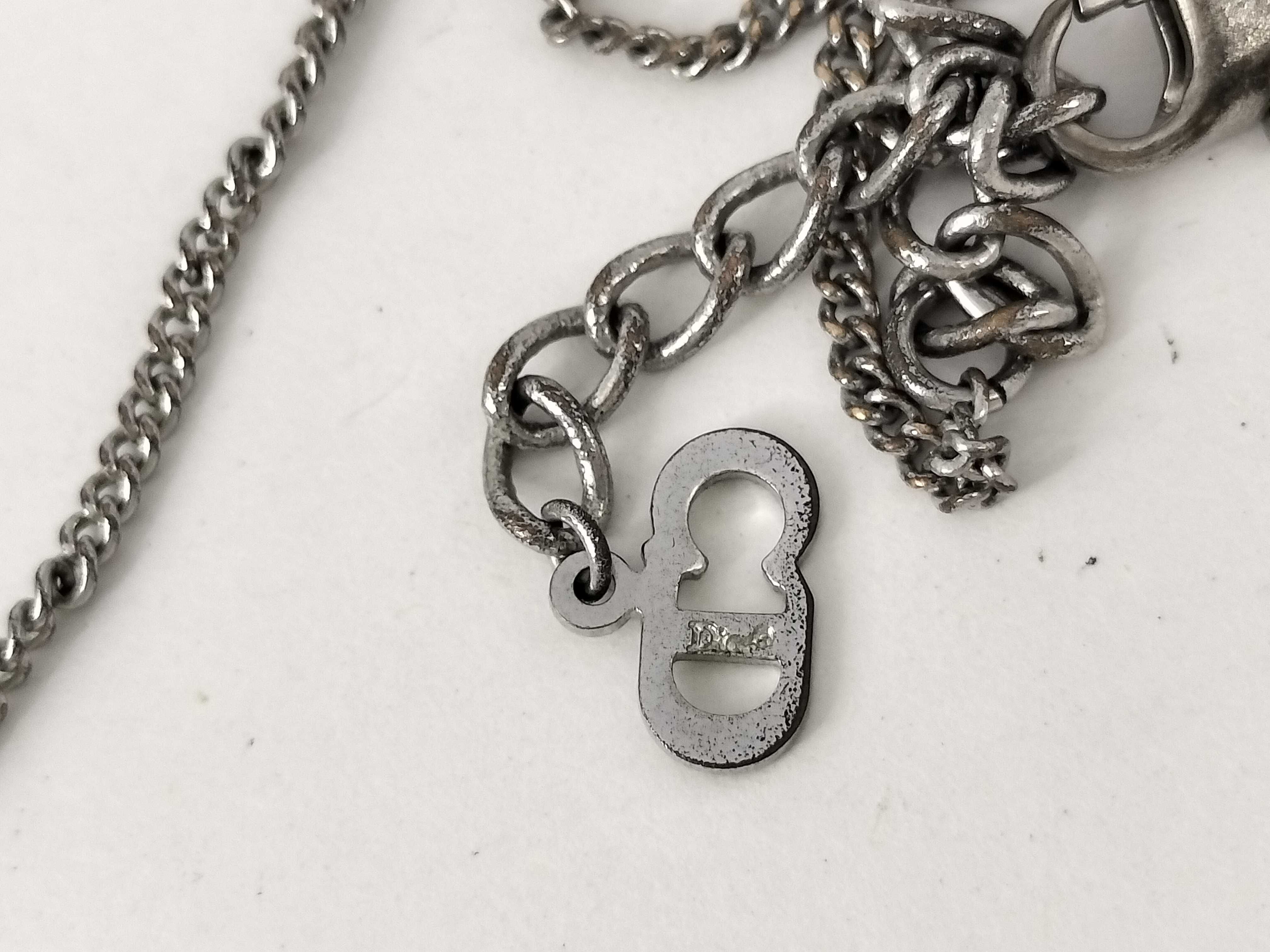 CD logo rhinestone silver necklace — view 5