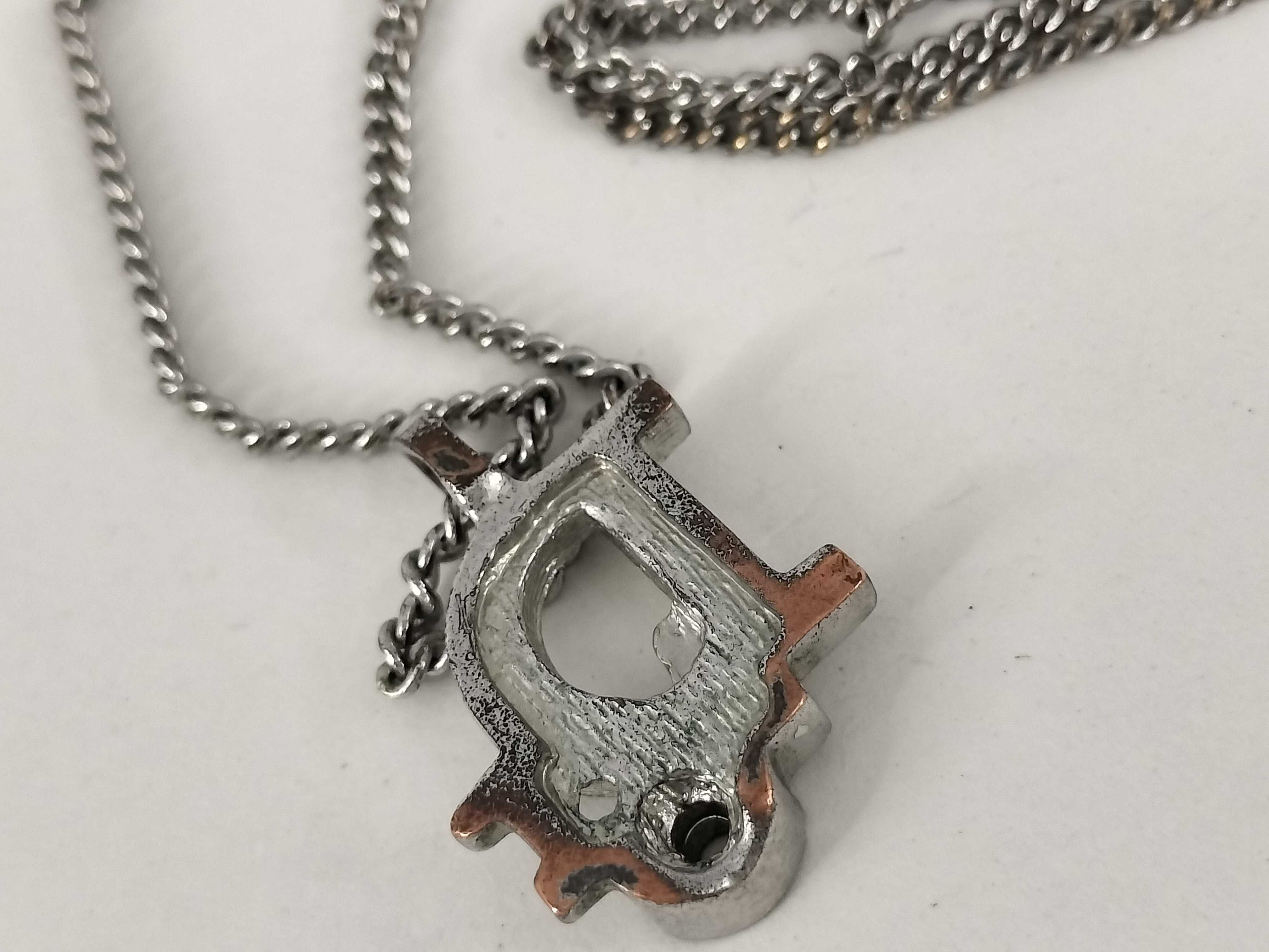 CD logo rhinestone silver necklace — view 9