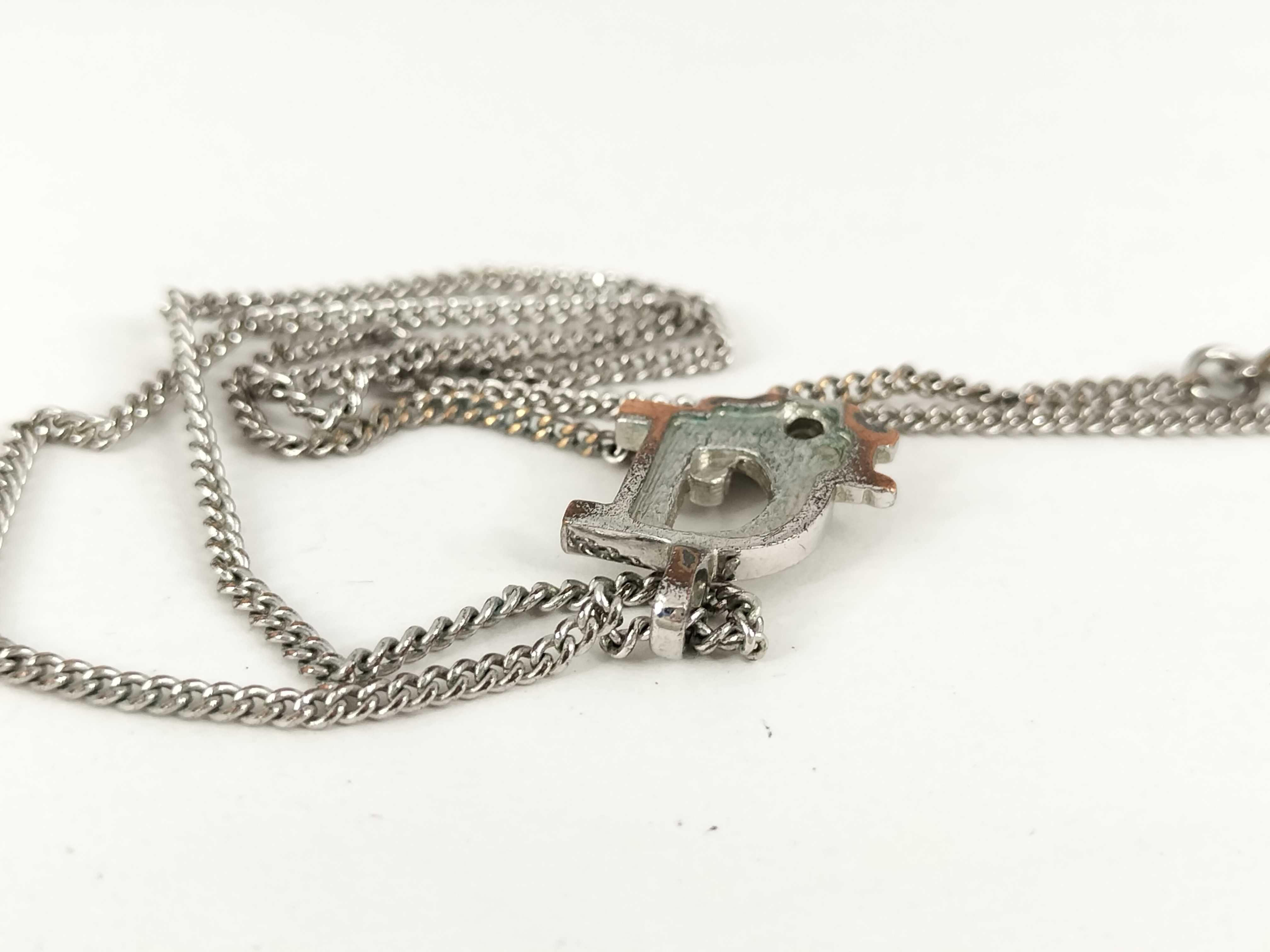 CD logo rhinestone silver necklace — view 10
