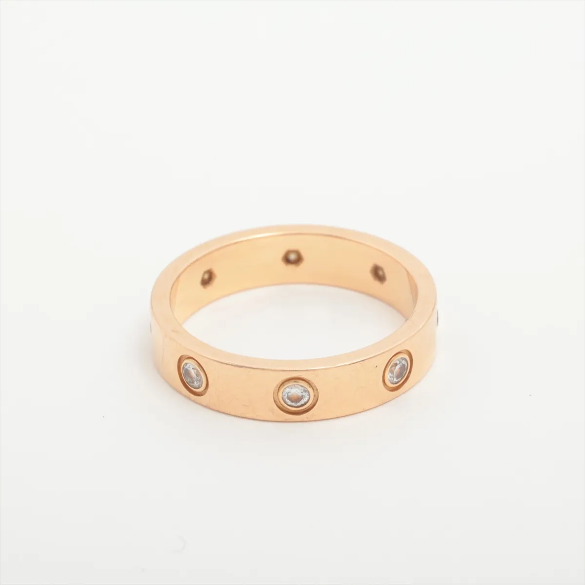 Mini Love Full Diamond Ring, 750 (PG), 4.1g, 50 WZ9466, dents, rounded edges. — view 2