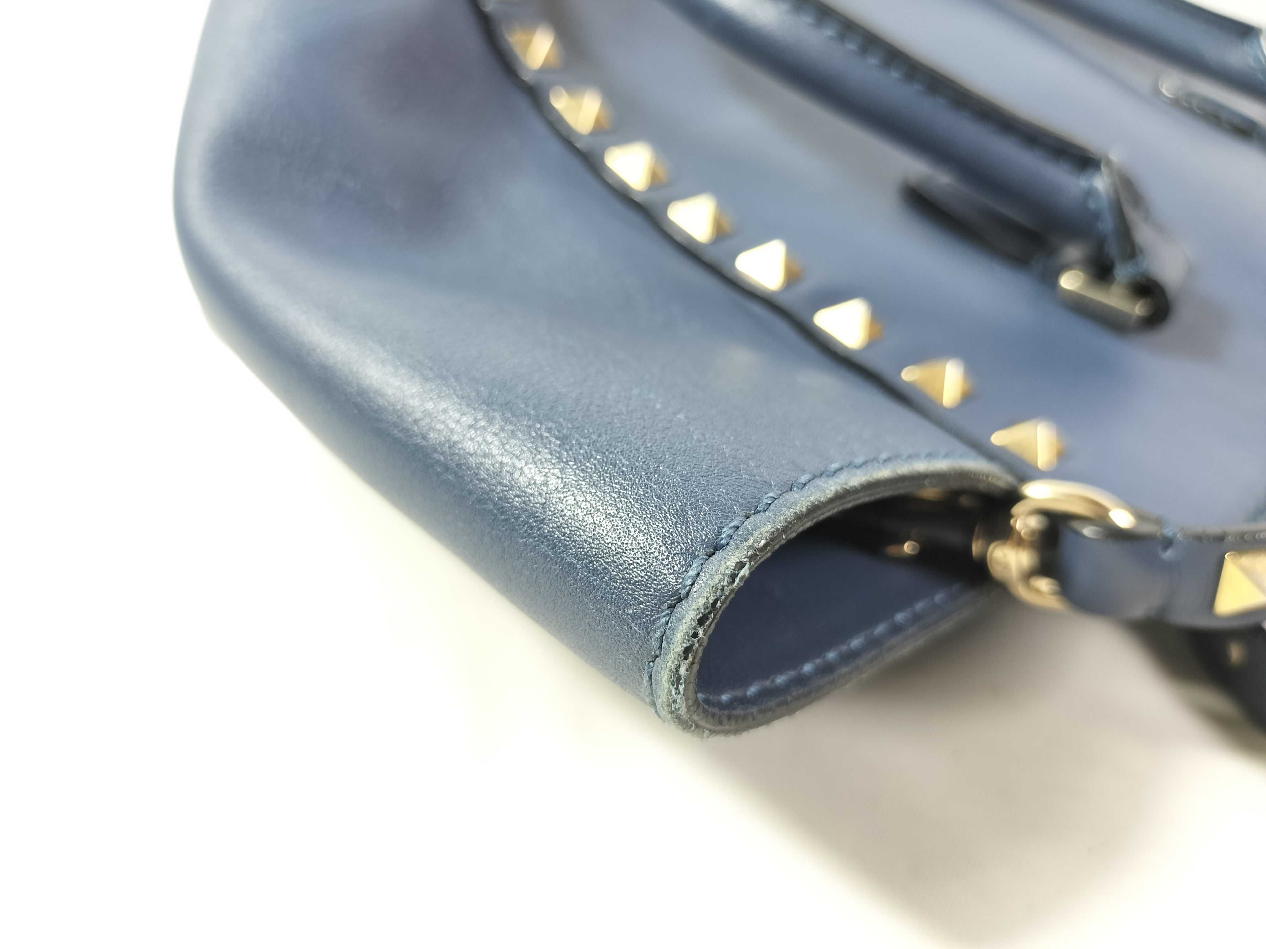 Rockstud 2-Way Handbag, Blue Leather Strap Handbag — view 12