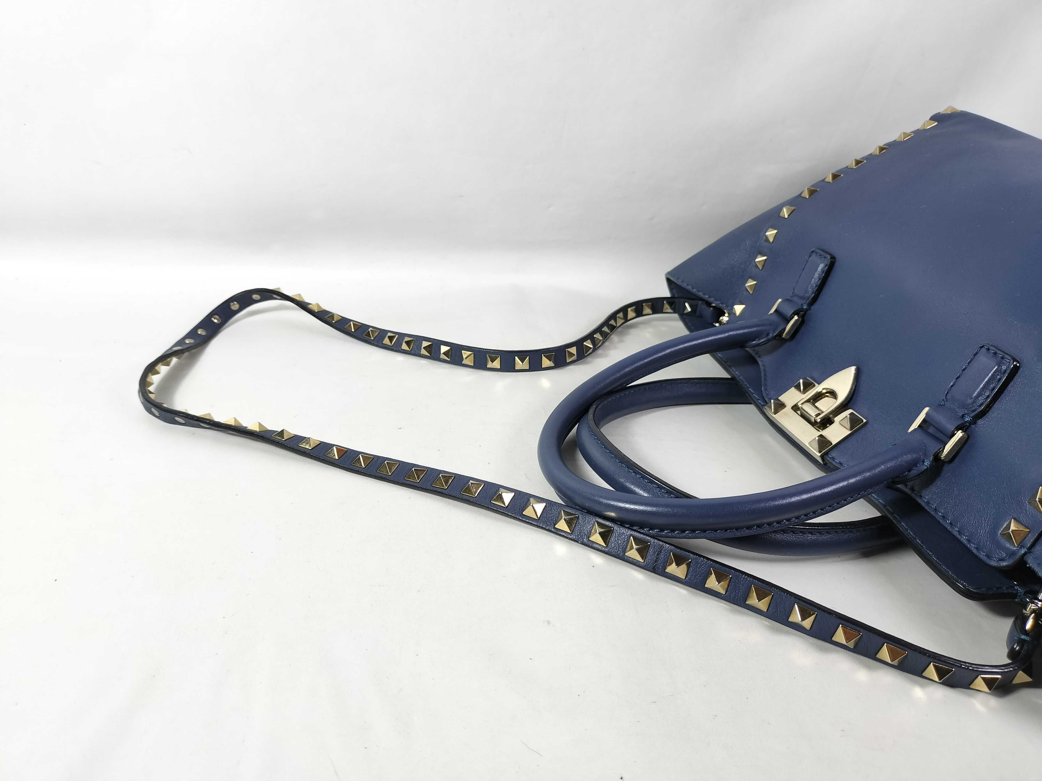 Rockstud 2-Way Handbag, Blue Leather Strap Handbag — view 3