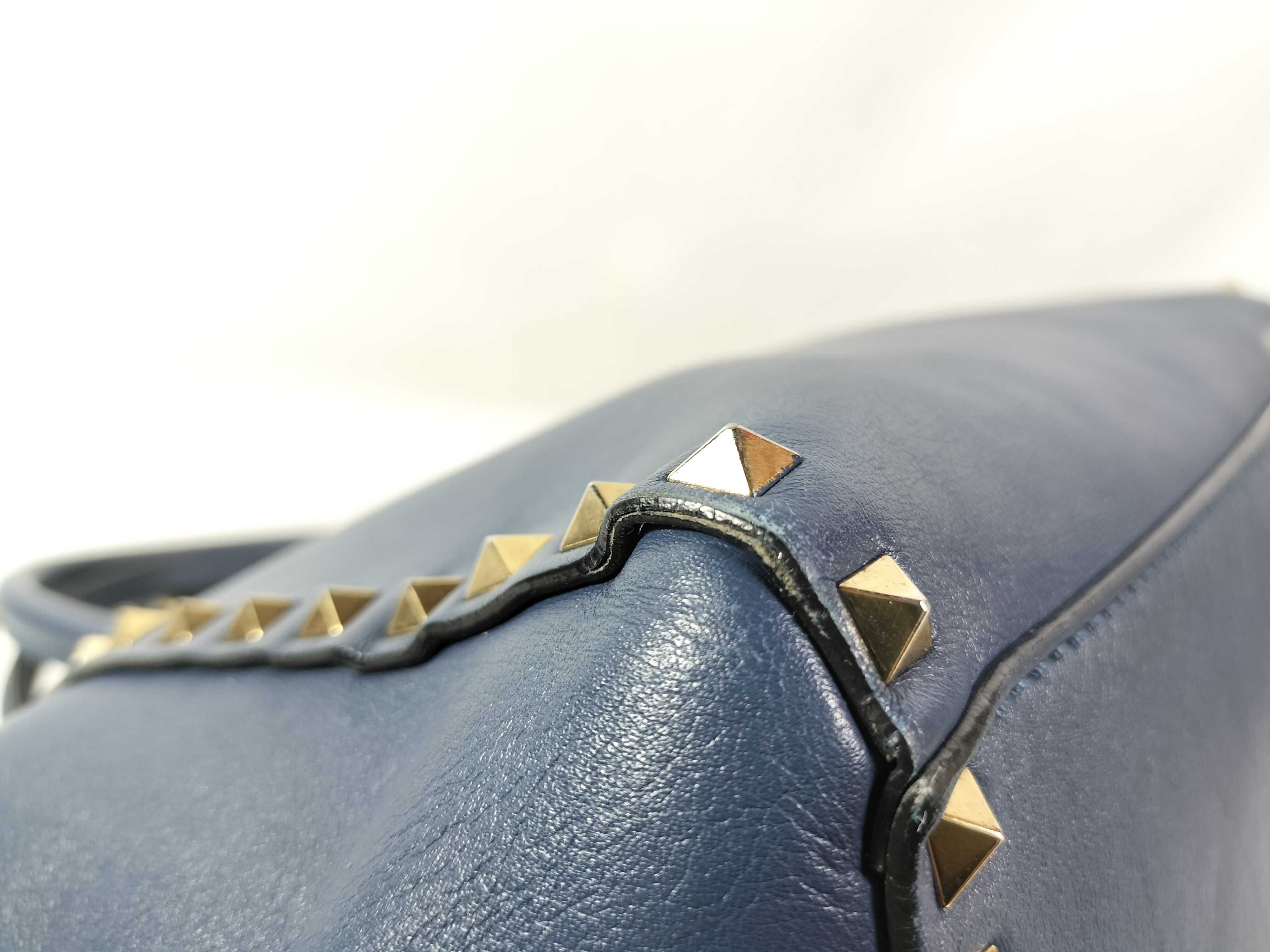 Rockstud 2-Way Handbag, Blue Leather Strap Handbag — view 6