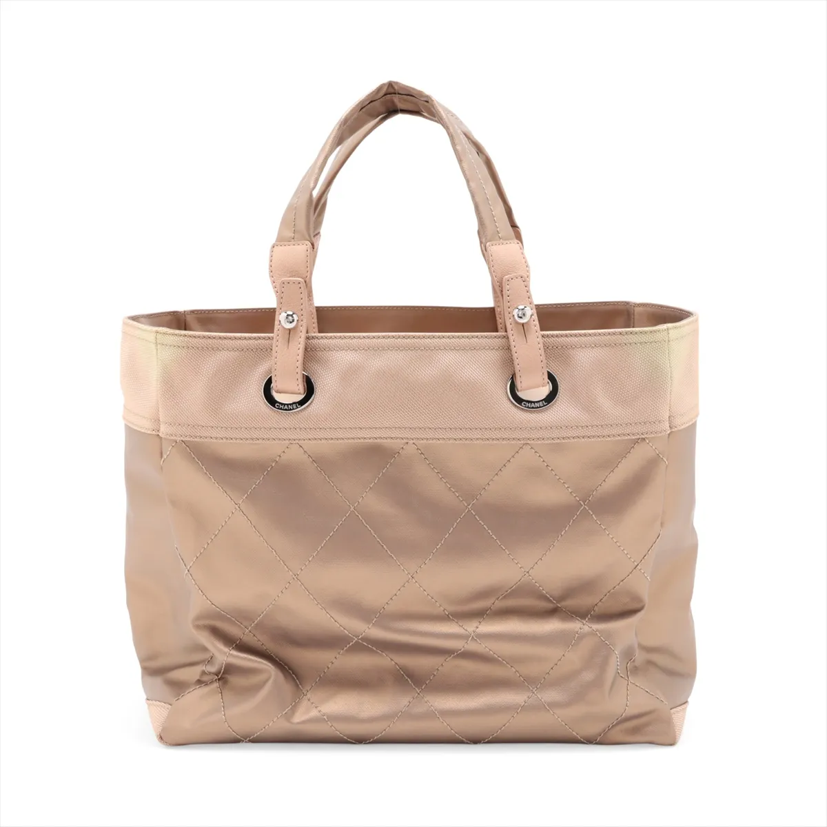 Paris Biarritz MM Coated Canvas Tote Bag, Gold with Silver Hardware, Item No. 11385727, Series No. 11 — view 2