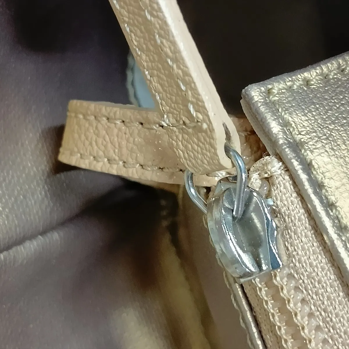 Paris Biarritz MM Coated Canvas Tote Bag, Gold with Silver Hardware, Item No. 11385727, Series No. 11 — view 13
