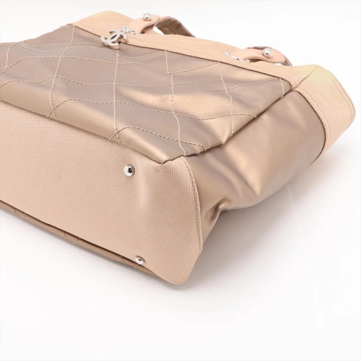 Paris Biarritz MM Coated Canvas Tote Bag, Gold with Silver Hardware, Item No. 11385727, Series No. 11 — view 3