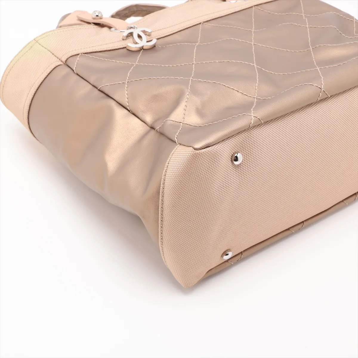 Paris Biarritz MM Coated Canvas Tote Bag, Gold with Silver Hardware, Item No. 11385727, Series No. 11 — view 4