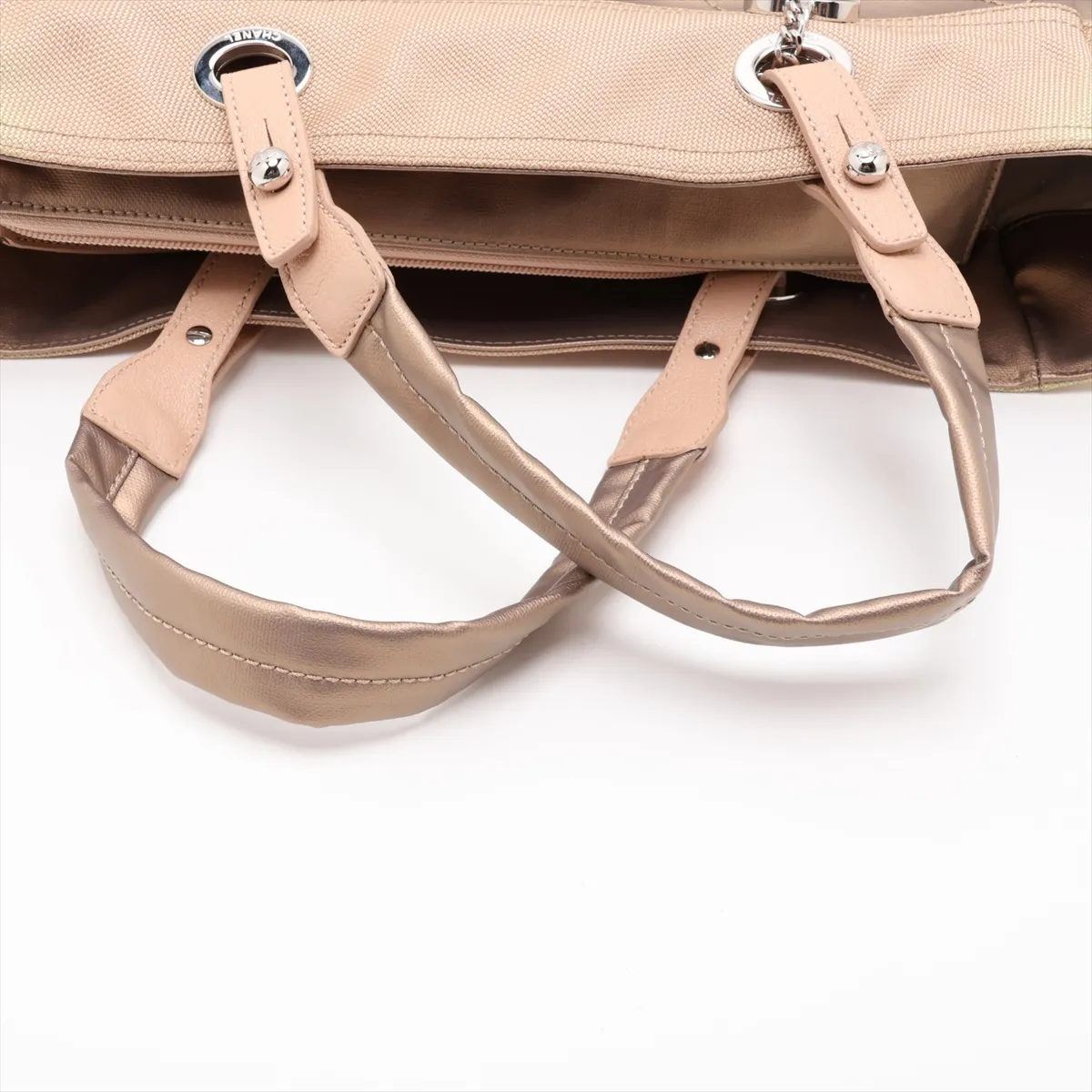 Paris Biarritz MM Coated Canvas Tote Bag, Gold with Silver Hardware, Item No. 11385727, Series No. 11 — view 5