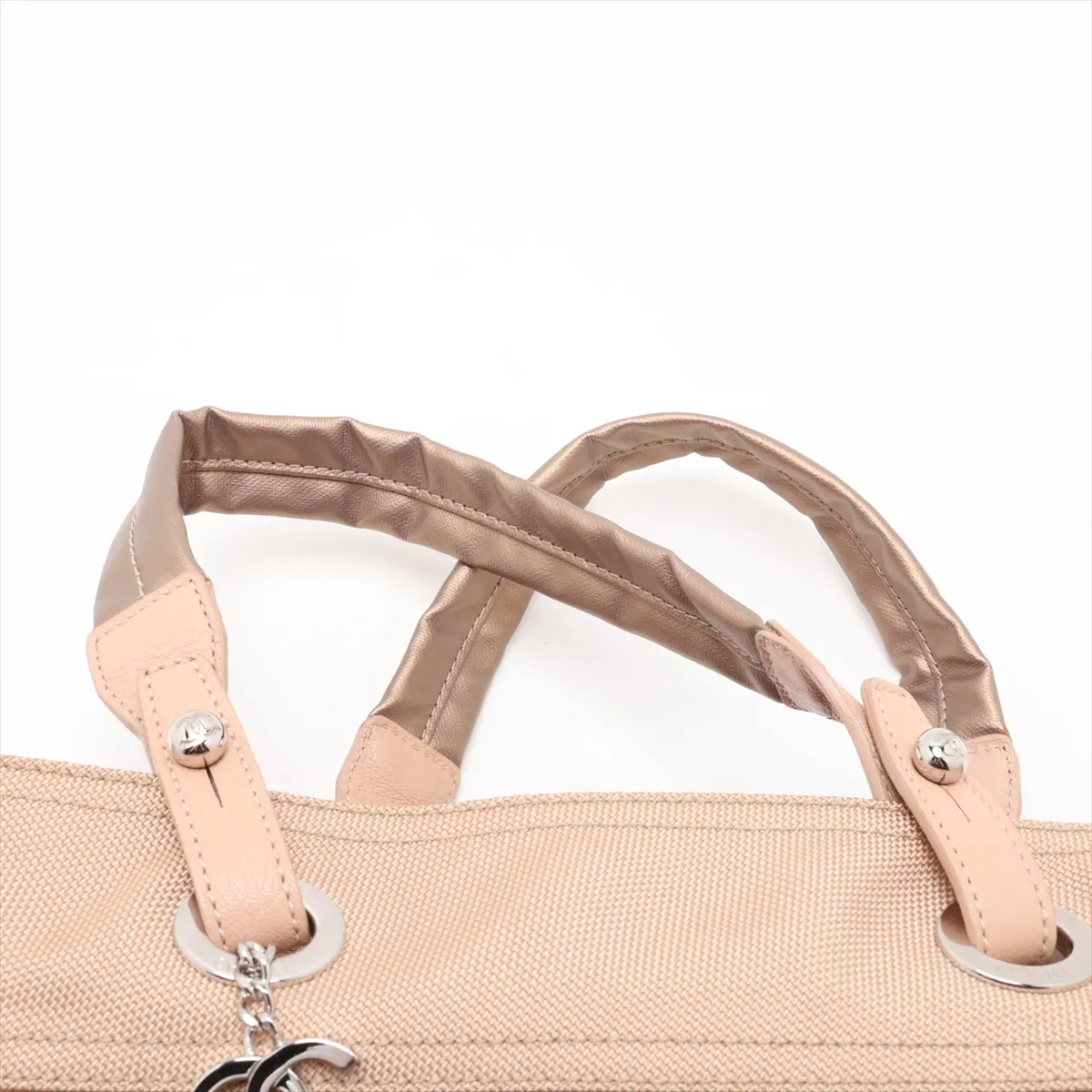 Paris Biarritz MM Coated Canvas Tote Bag, Gold with Silver Hardware, Item No. 11385727, Series No. 11 — view 6