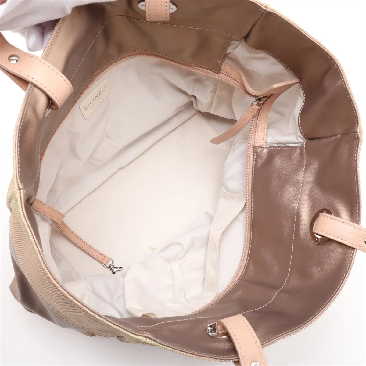 Paris Biarritz MM Coated Canvas Tote Bag, Gold with Silver Hardware, Item No. 11385727, Series No. 11 — view 7