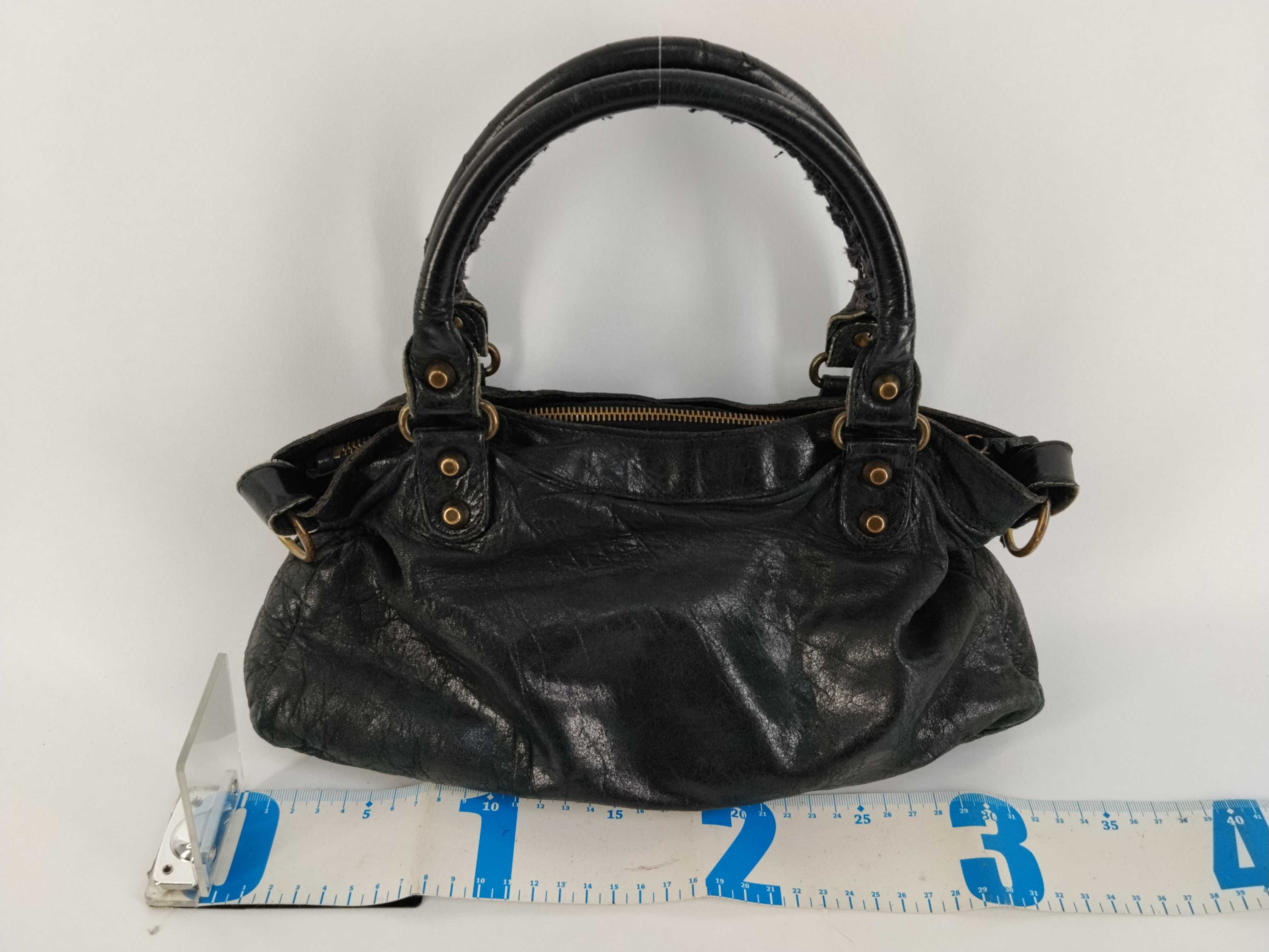 The First - Balenciaga The First 2-Way Bag with Shoulder Strap - Black Handbag — view 2