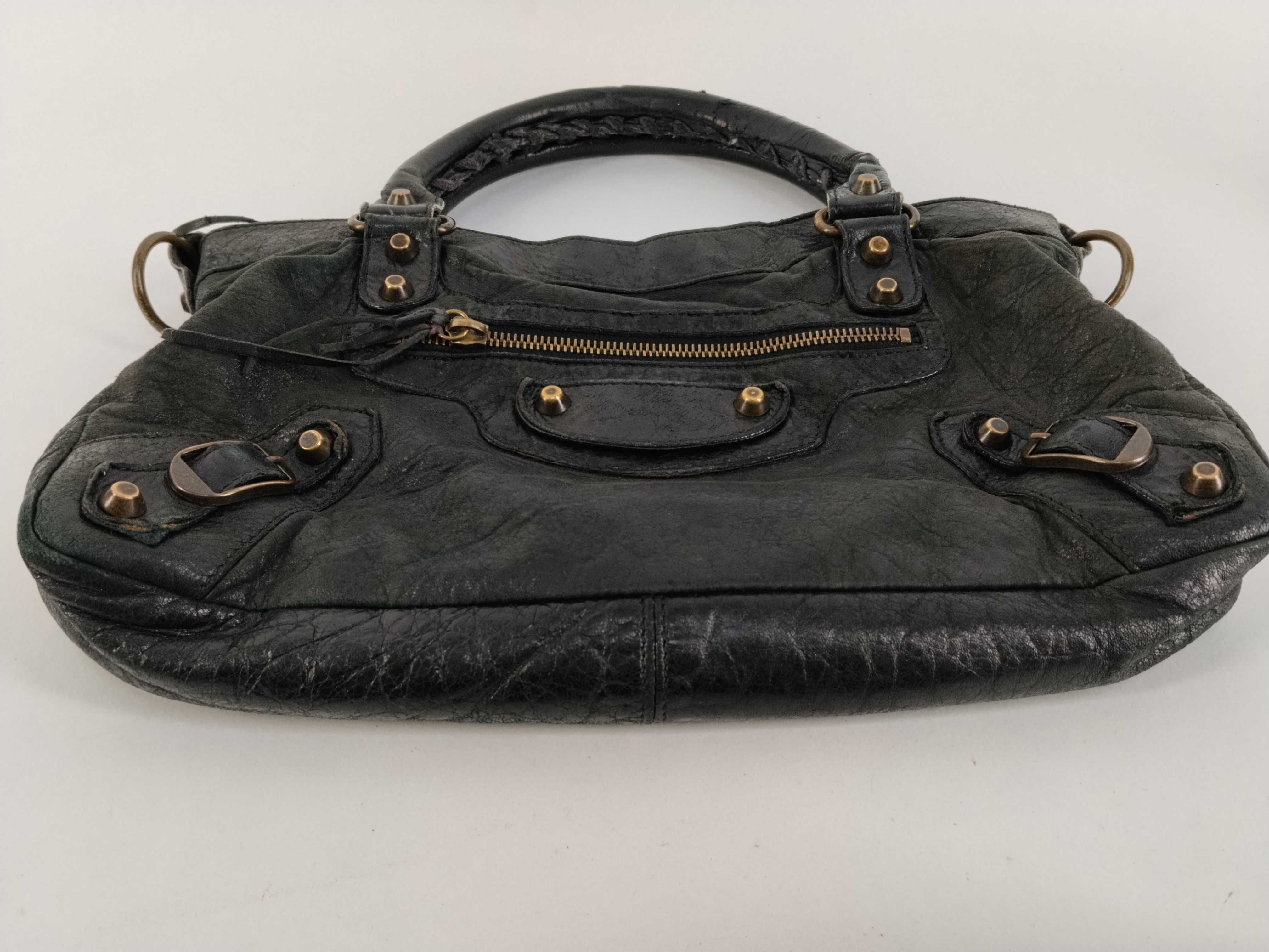 The First - Balenciaga The First 2-Way Bag with Shoulder Strap - Black Handbag — view 7