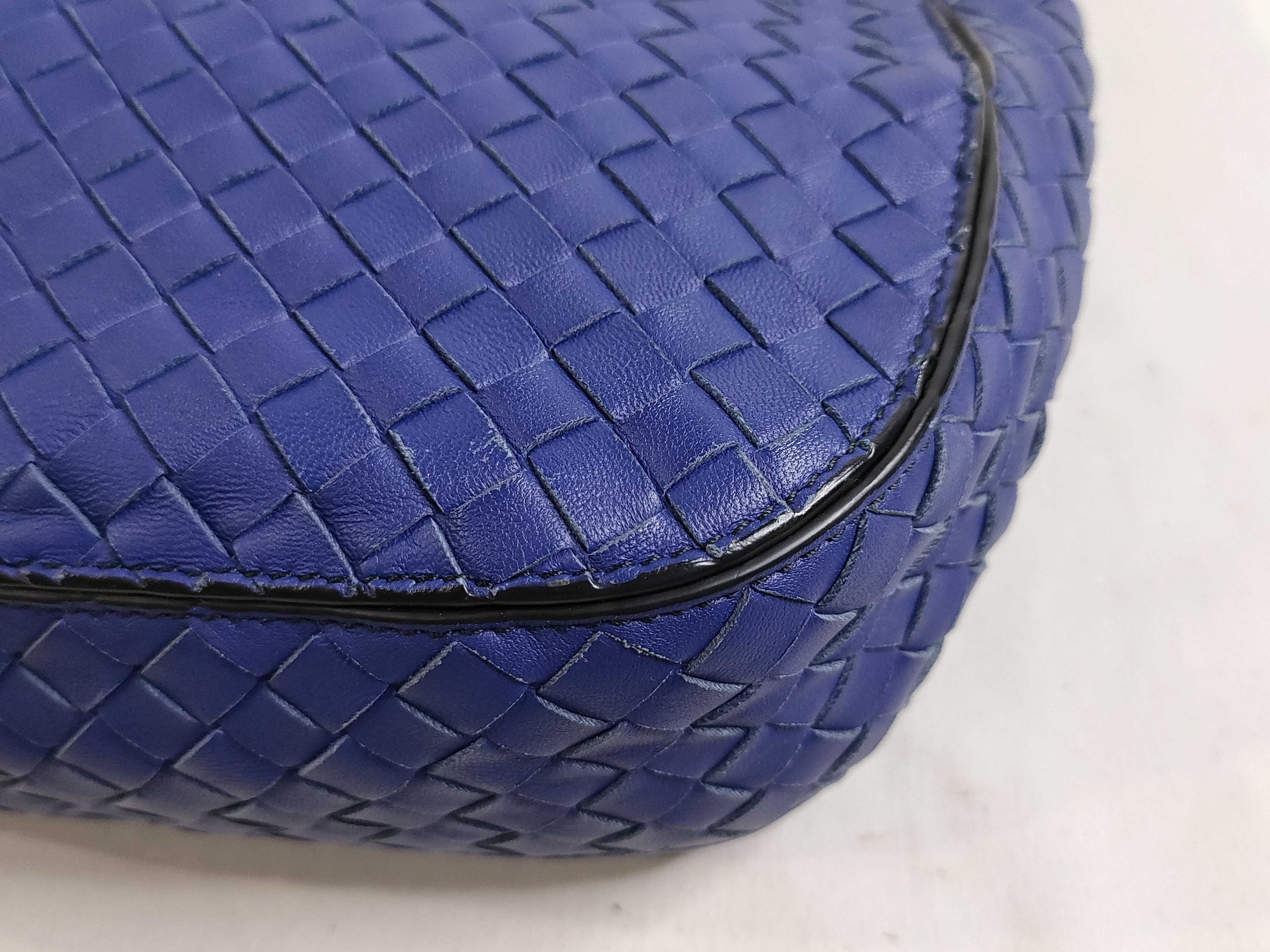 Intrecciato Leather Shoulder Bag, Blue — view 6