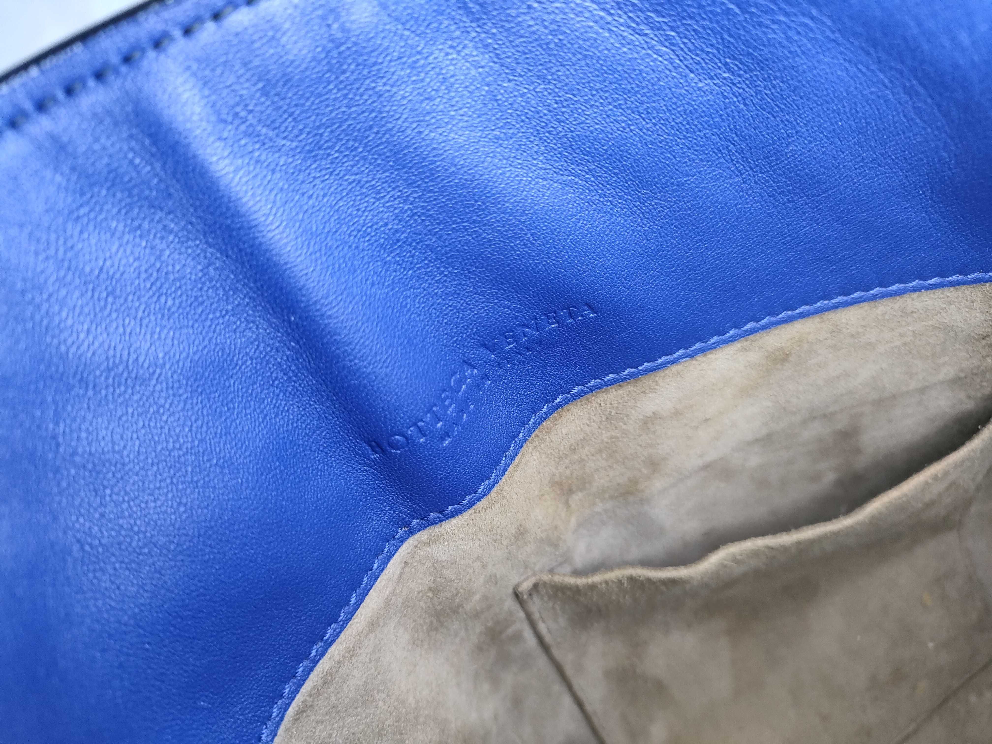 Intrecciato Leather Shoulder Bag, Blue — view 10
