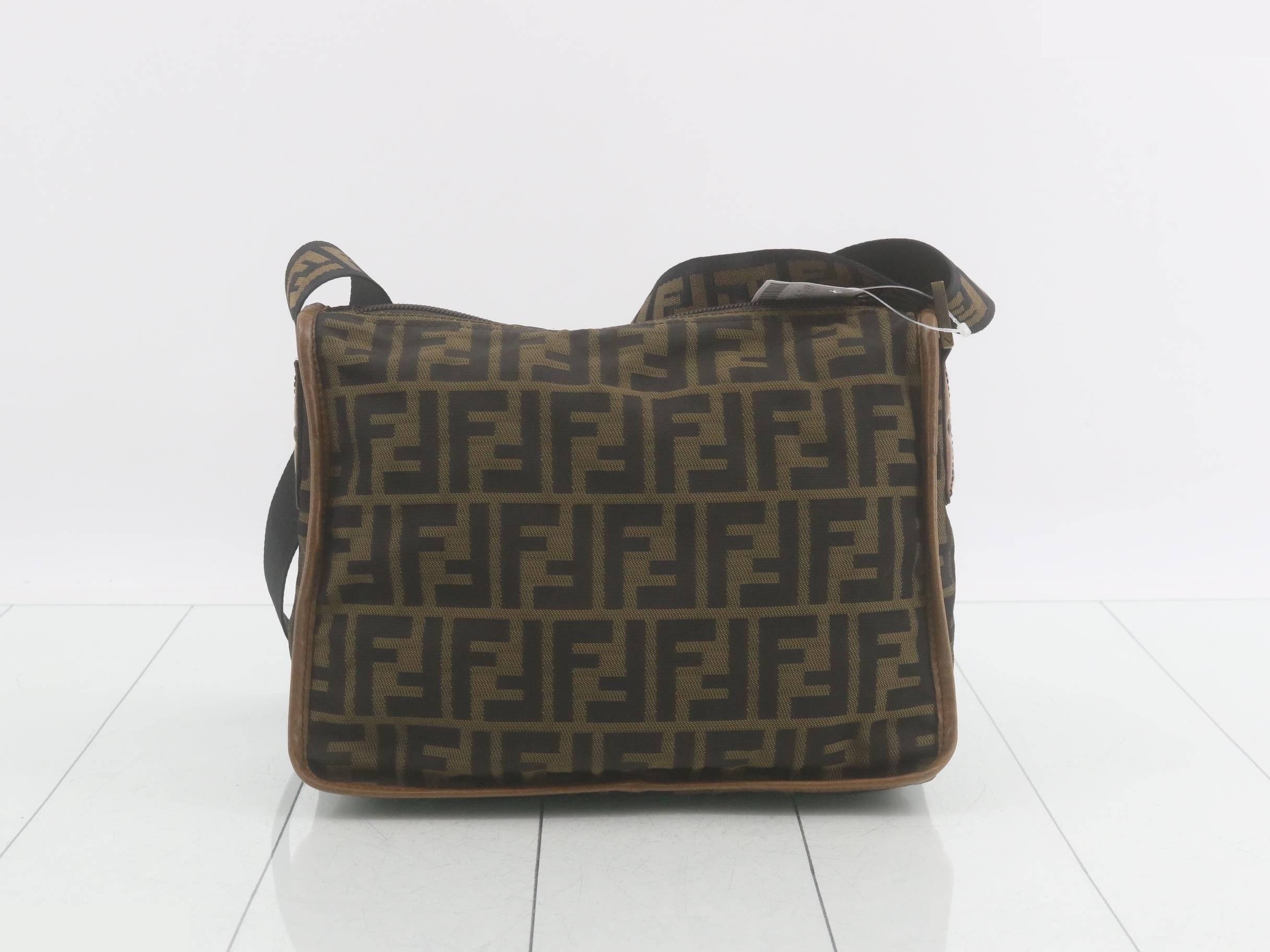 Shoulder Bag, Nylon Canvas, Brown, Zucca, Fendi — view 2