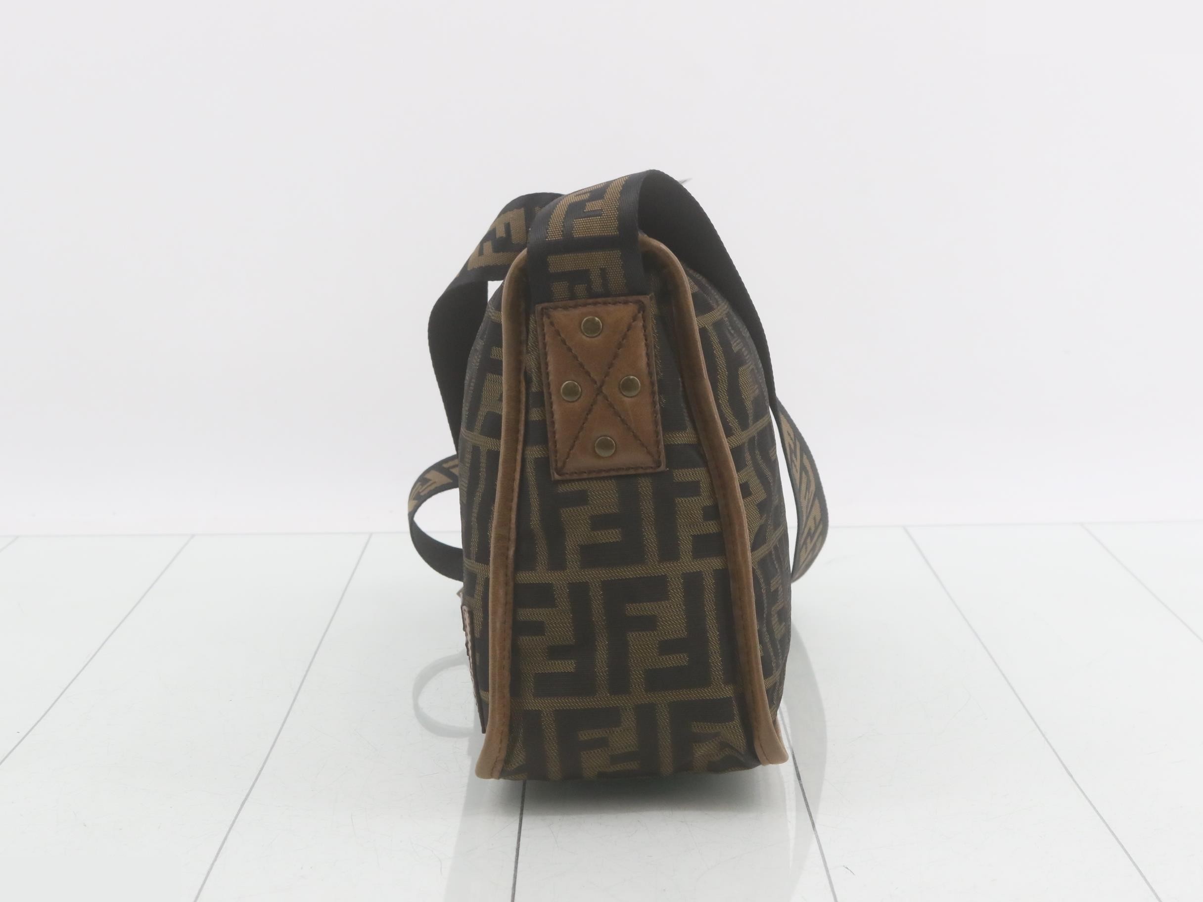 Shoulder Bag, Nylon Canvas, Brown, Zucca, Fendi — view 3