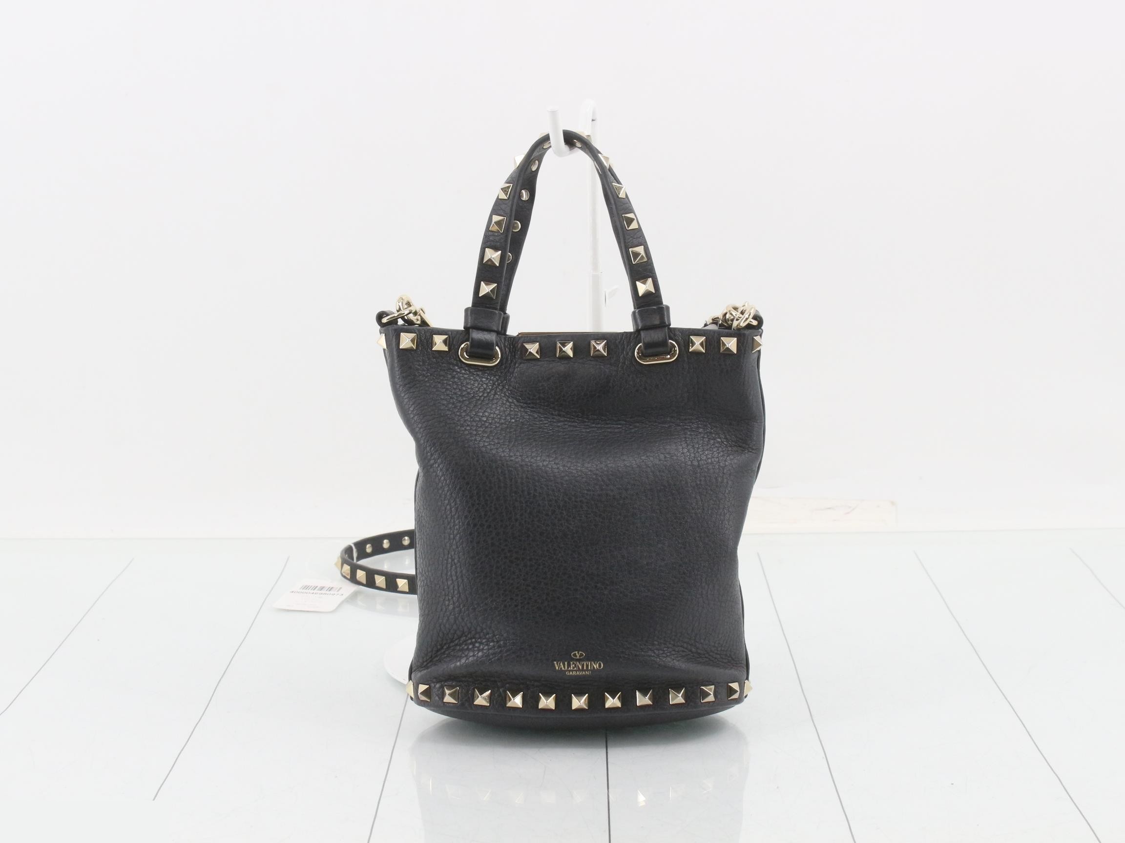 Leather Rockstud 2-Way Shoulder/Handbag, Black — view 2