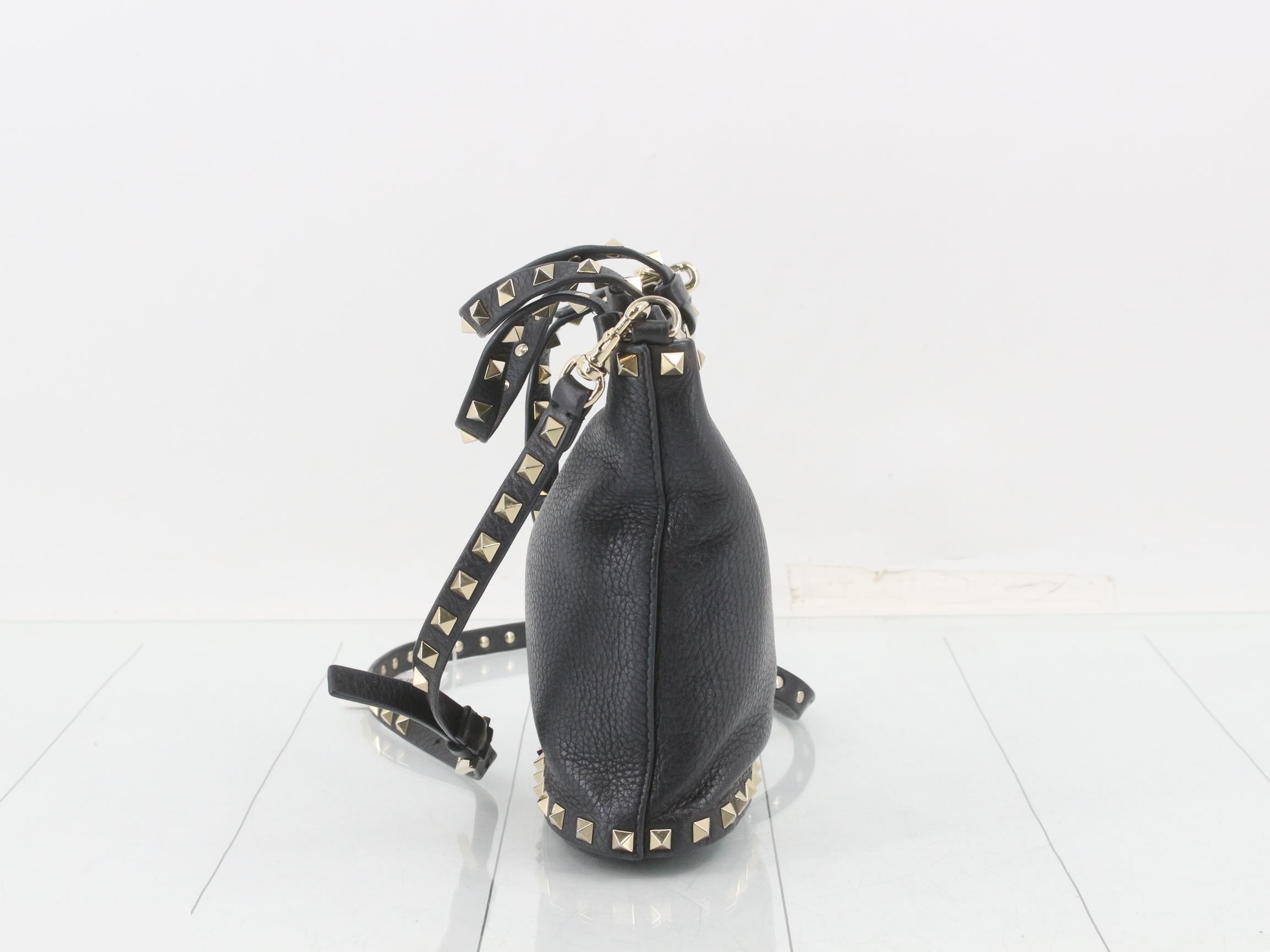 Leather Rockstud 2-Way Shoulder/Handbag, Black — view 3