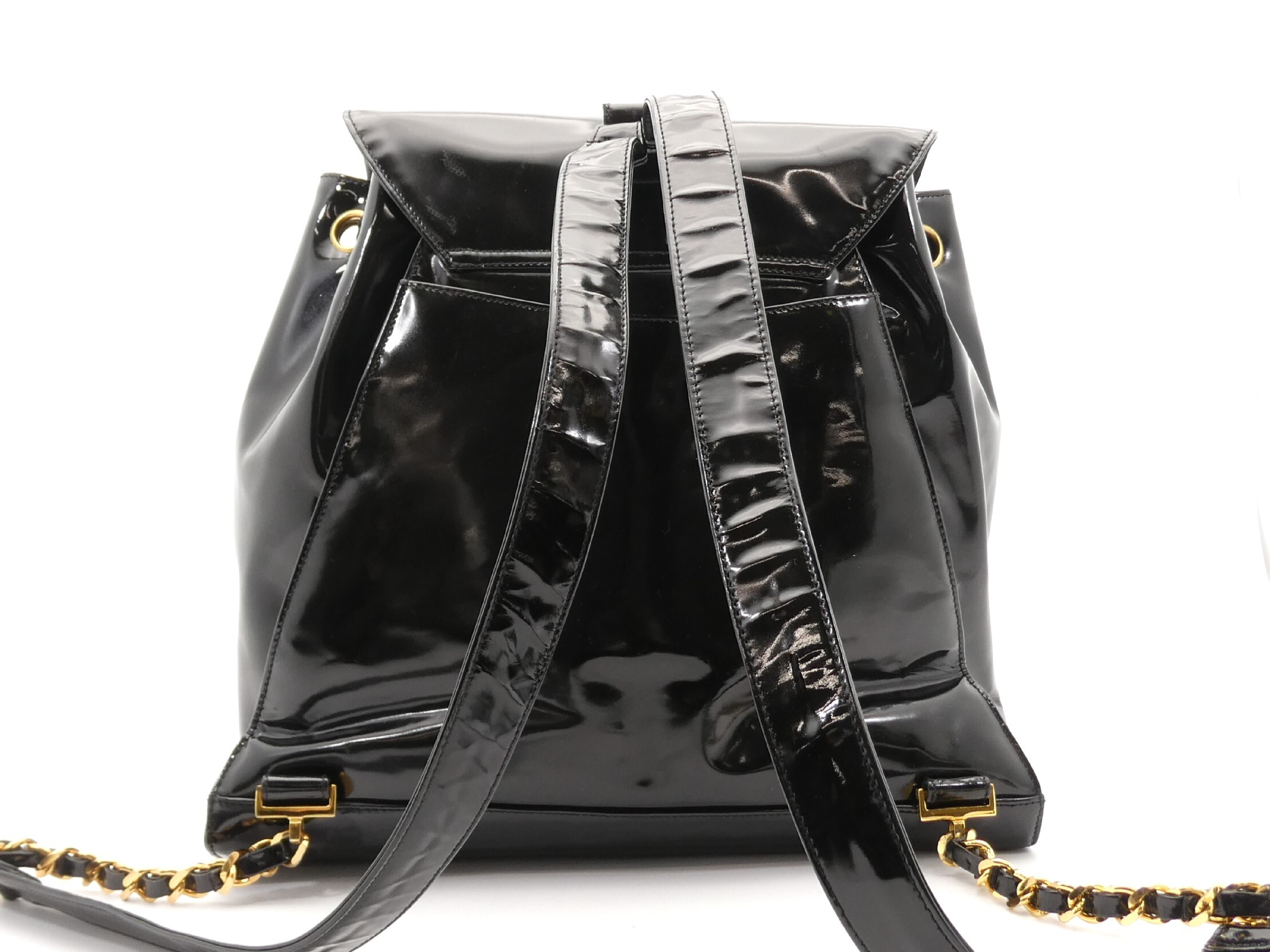Large Coco Mark Enamel Chain Backpack — view 2