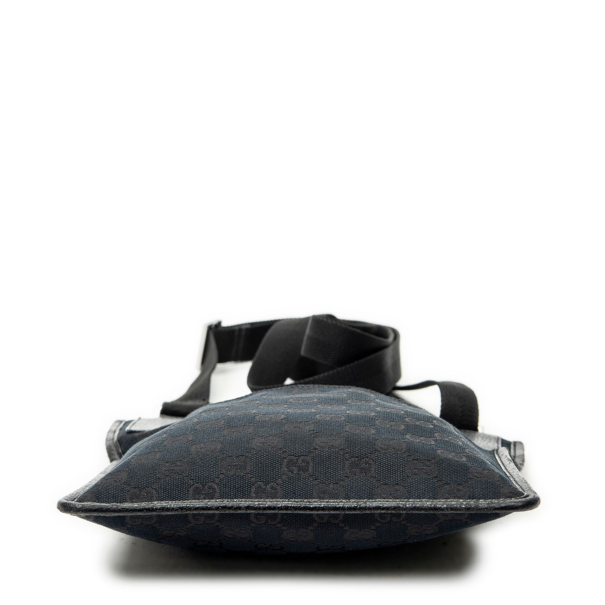 Small Flat Messenger Black Monogrammed Canvas Silver — view 6