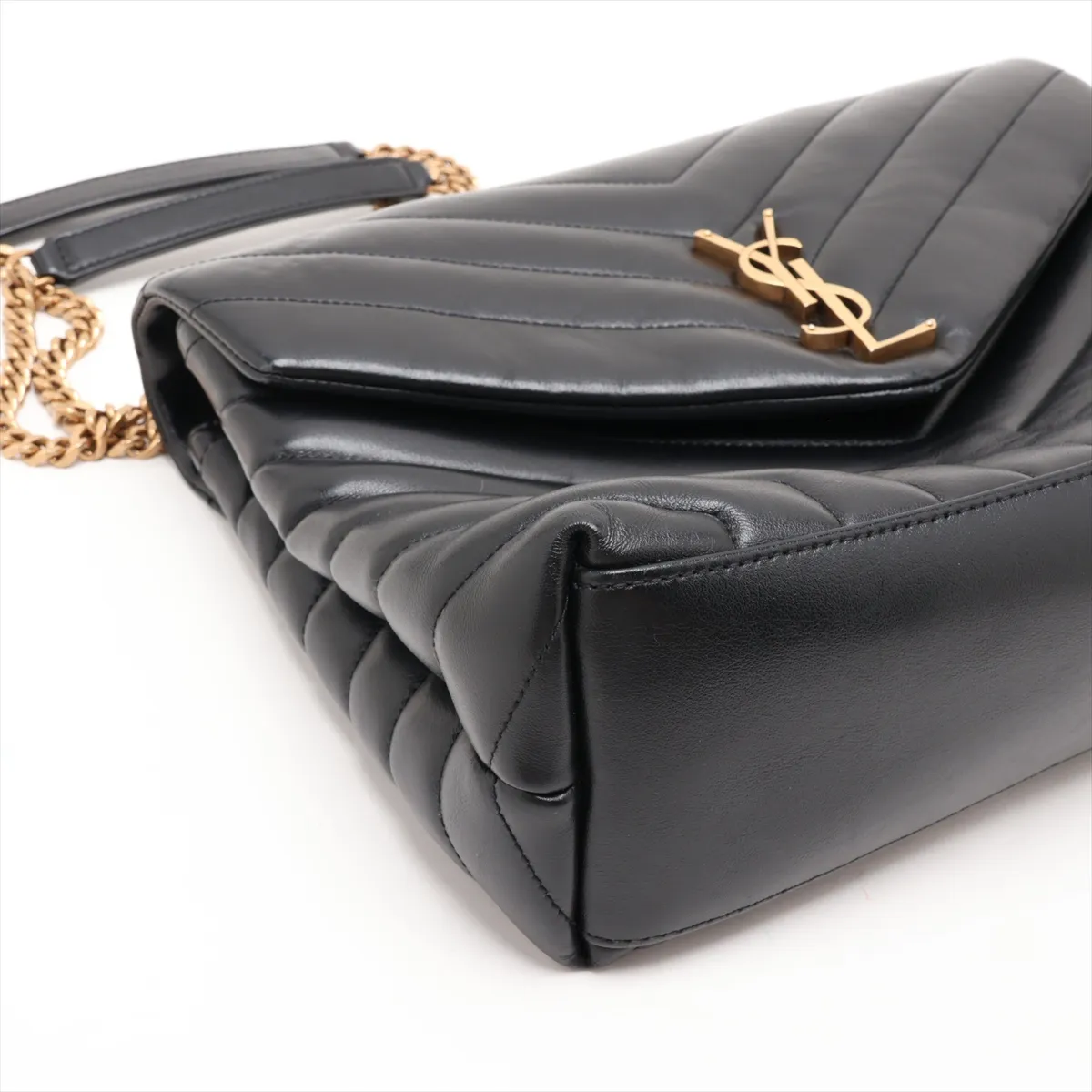 Loulou Medium 574946 Leather Chain Shoulder Bag, Black — view 4