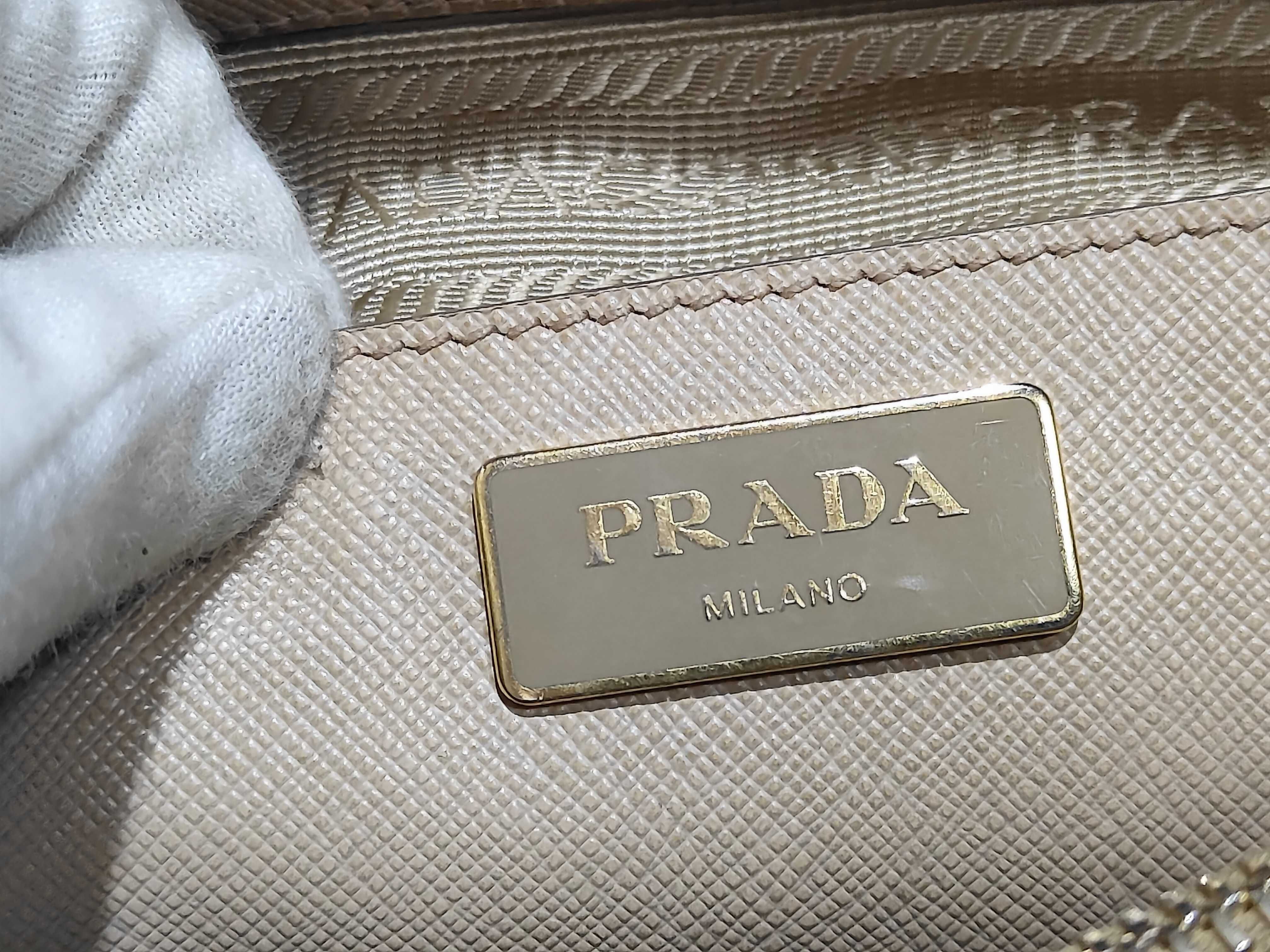 Leather Handbag, Beige, 2-Way, Saffiano Leather — view 11