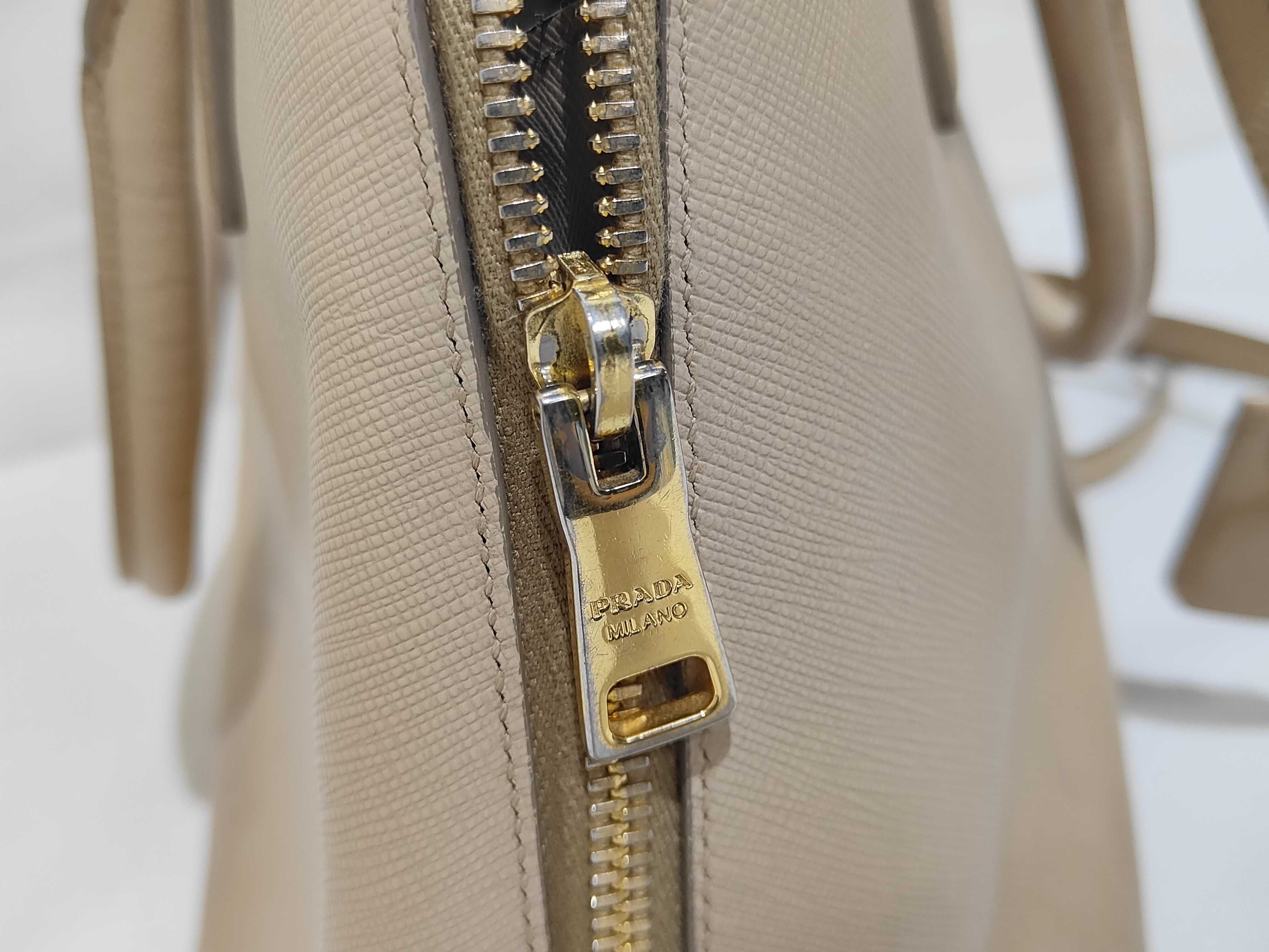 Leather Handbag, Beige, 2-Way, Saffiano Leather — view 13
