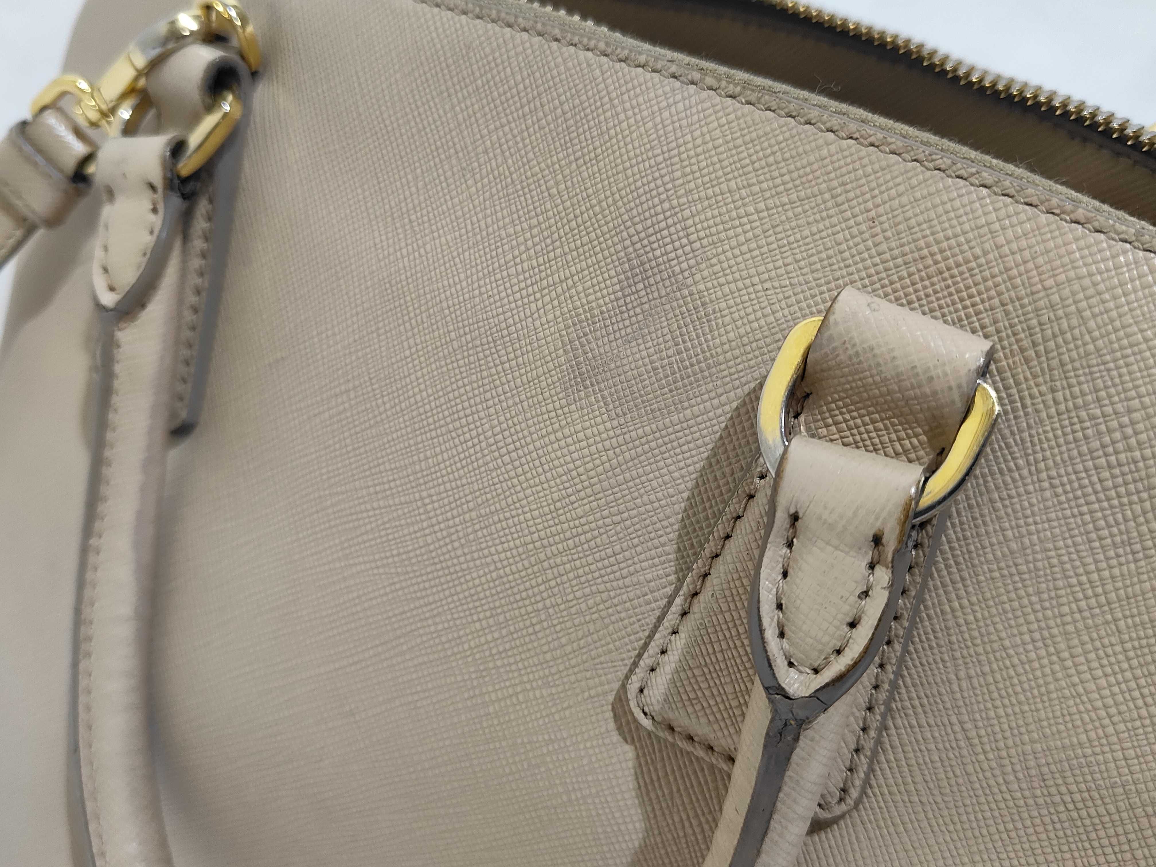 Leather Handbag, Beige, 2-Way, Saffiano Leather — view 14