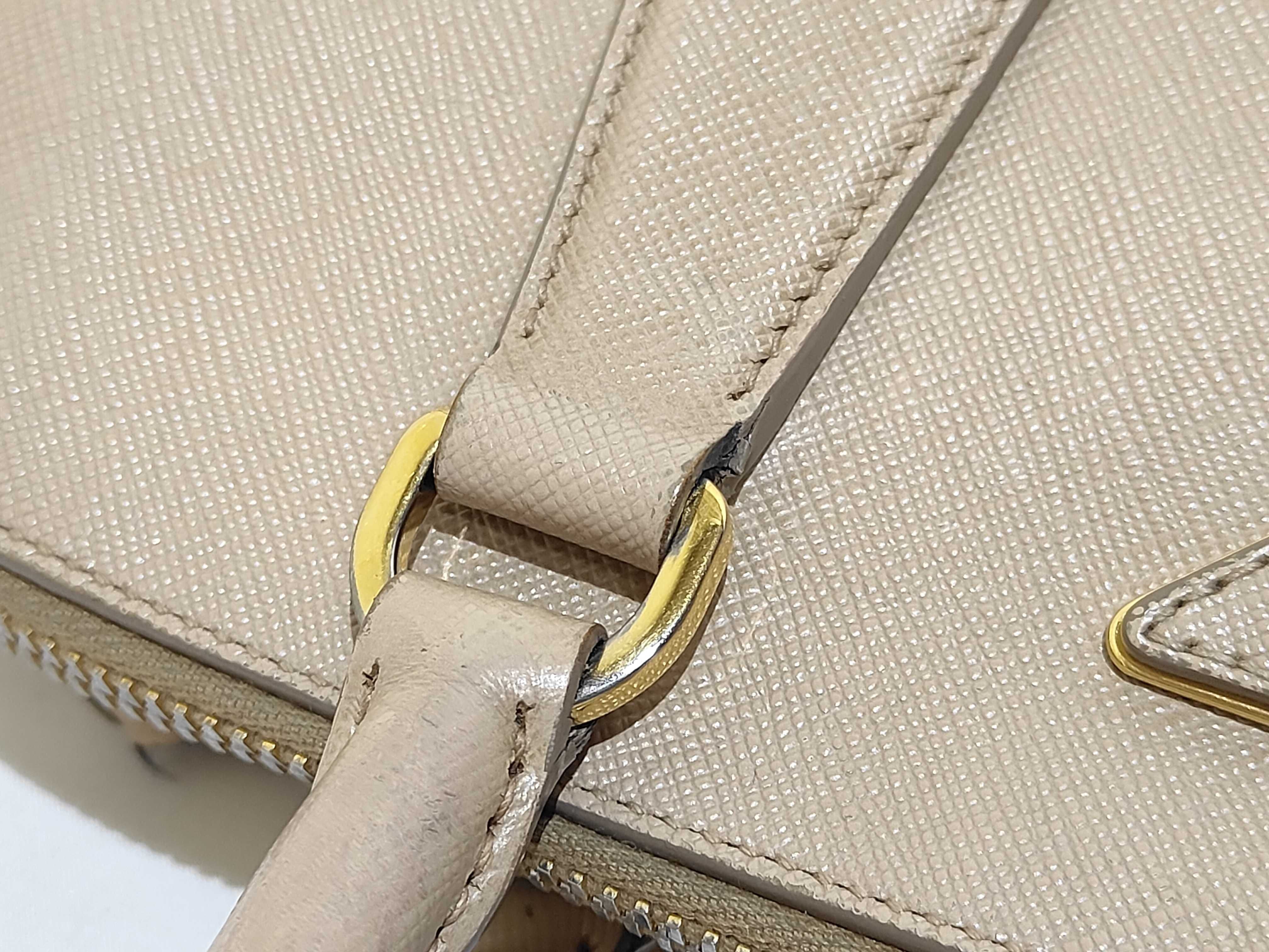 Leather Handbag, Beige, 2-Way, Saffiano Leather — view 5