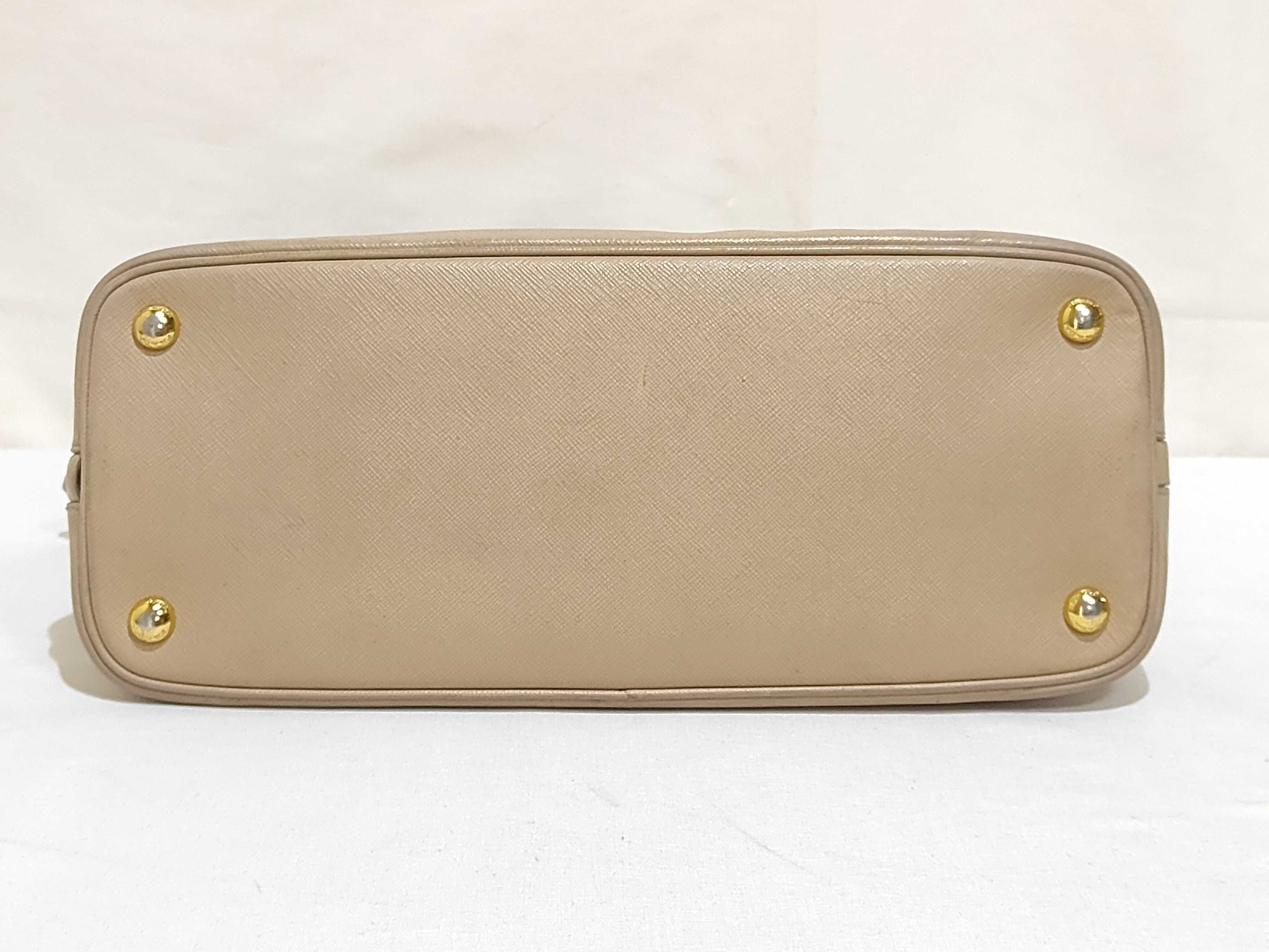 Leather Handbag, Beige, 2-Way, Saffiano Leather — view 7
