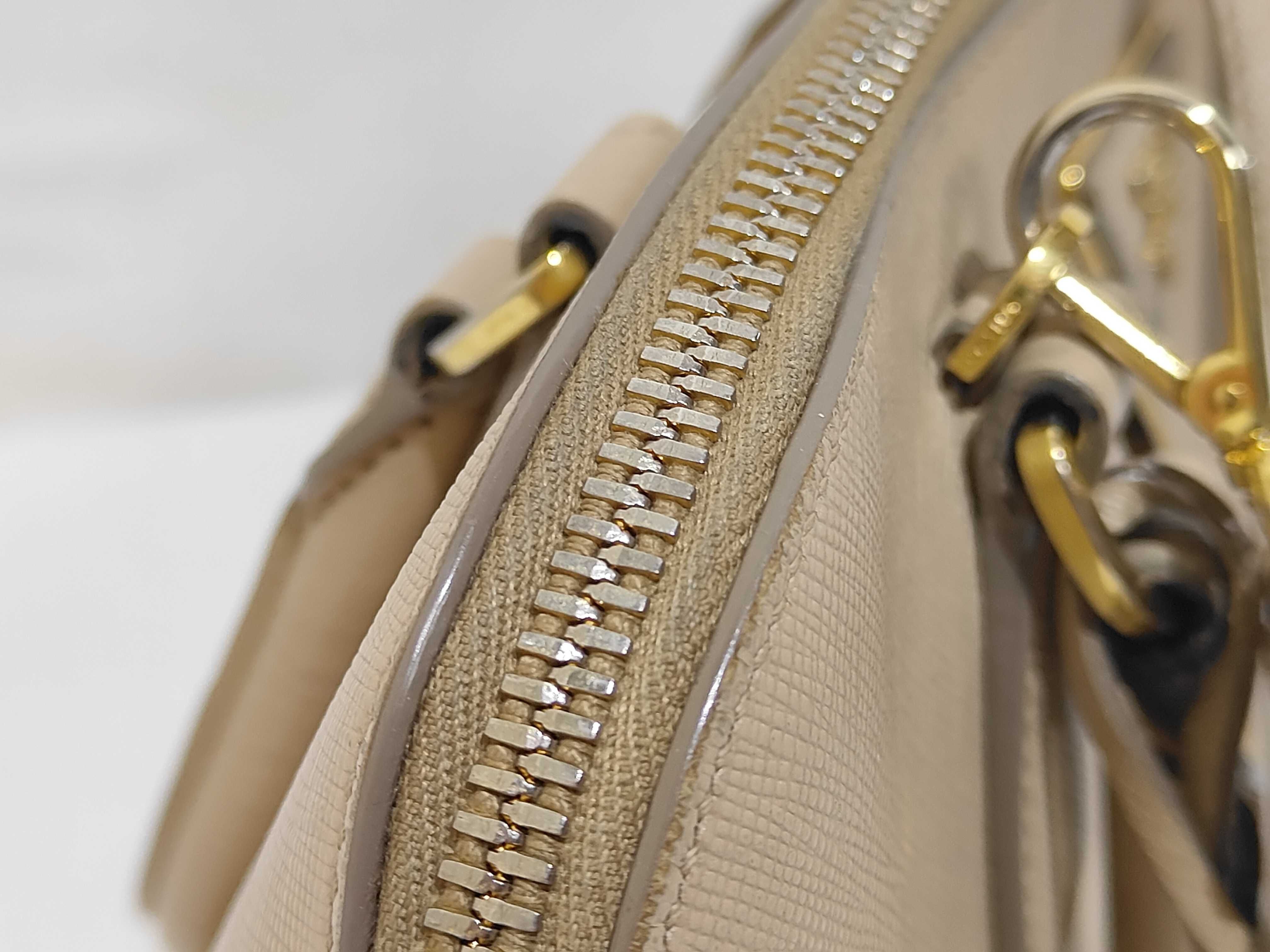 Leather Handbag, Beige, 2-Way, Saffiano Leather — view 8