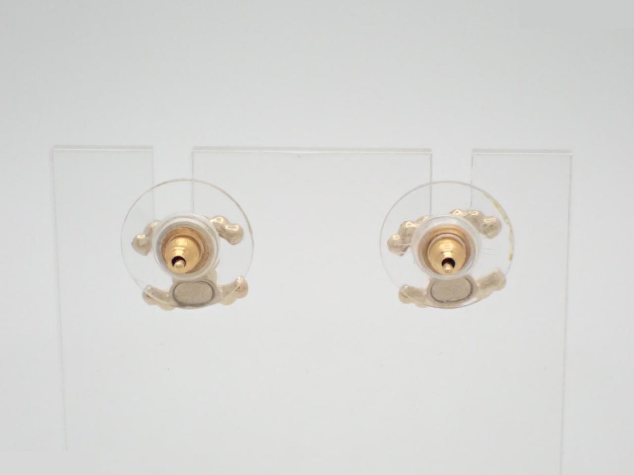 earrings, A20S, Coco Mark, rhinestone, gold, 1cm wide. — view 2