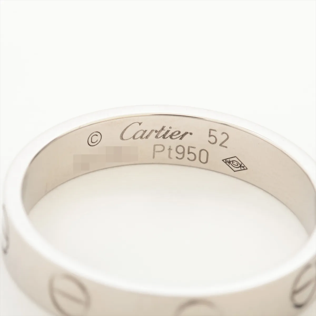 Mini Love Ring, Pt950, 4.2g, Size 52, NIV284, dents. — view 3