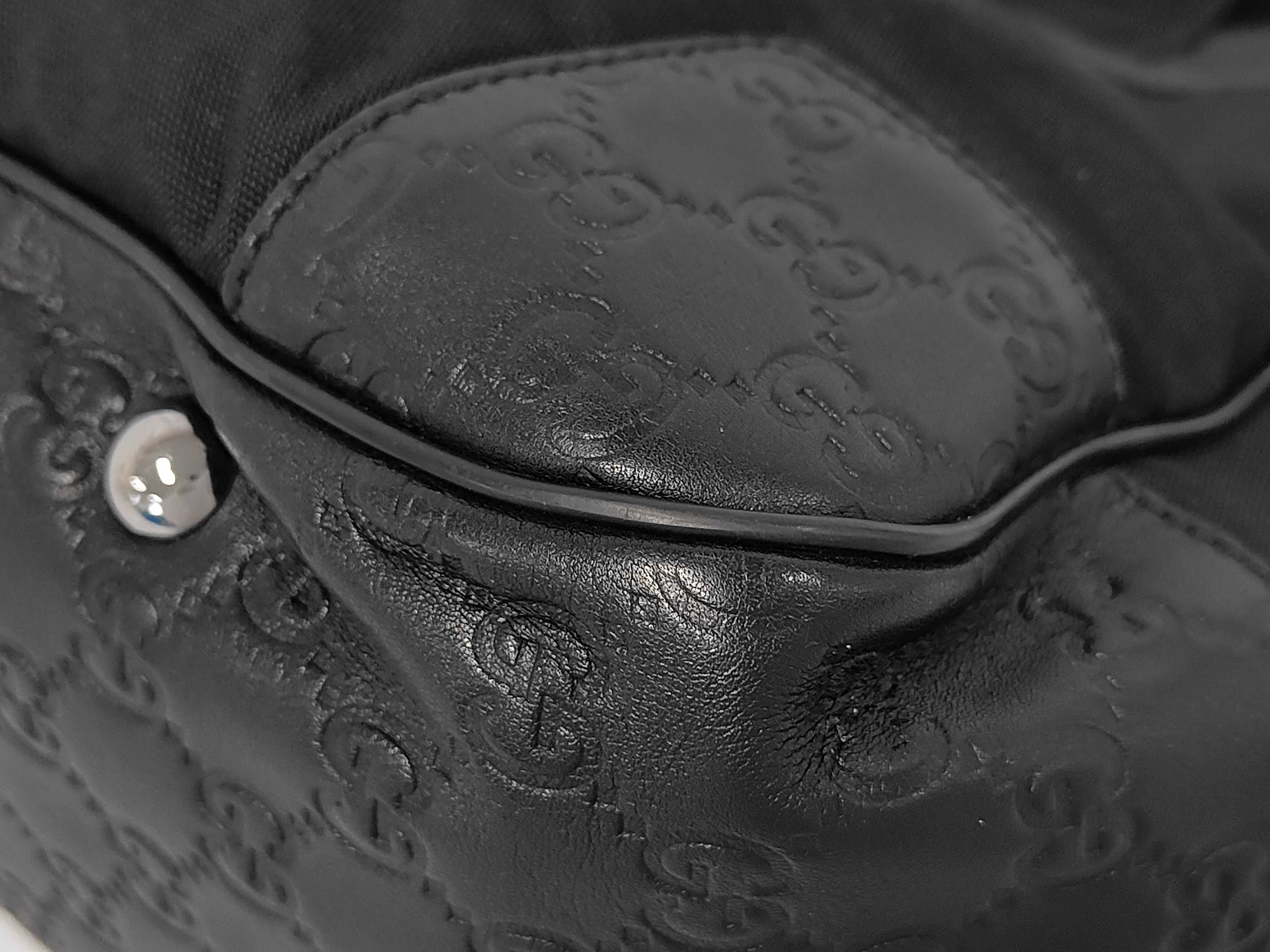 GG pattern Guccissima leather and canvas hand tote bag, black, 161770-492715 - Tote bag — view 6