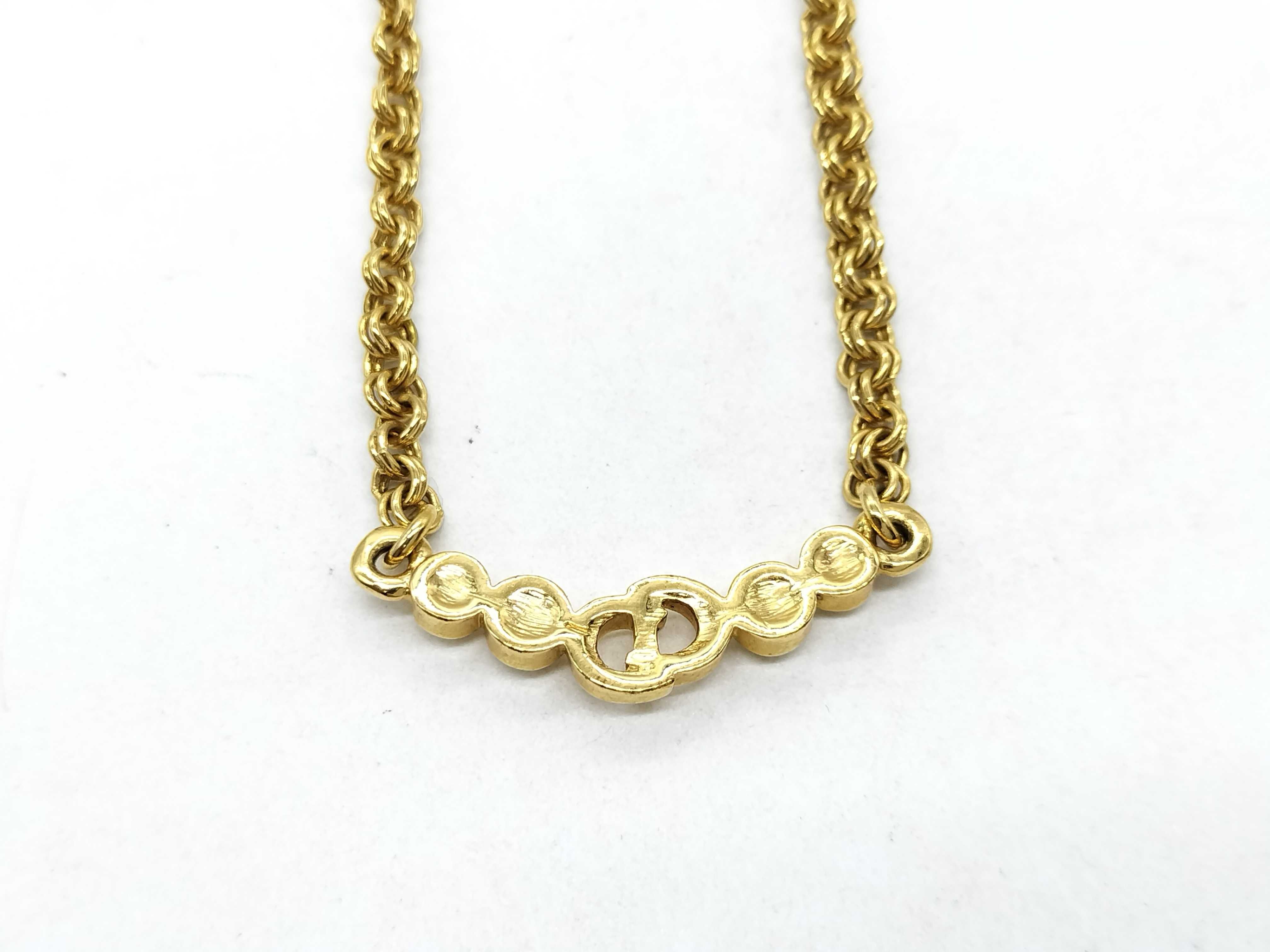 CD Logo Rhinestone Gold Necklace — view 2
