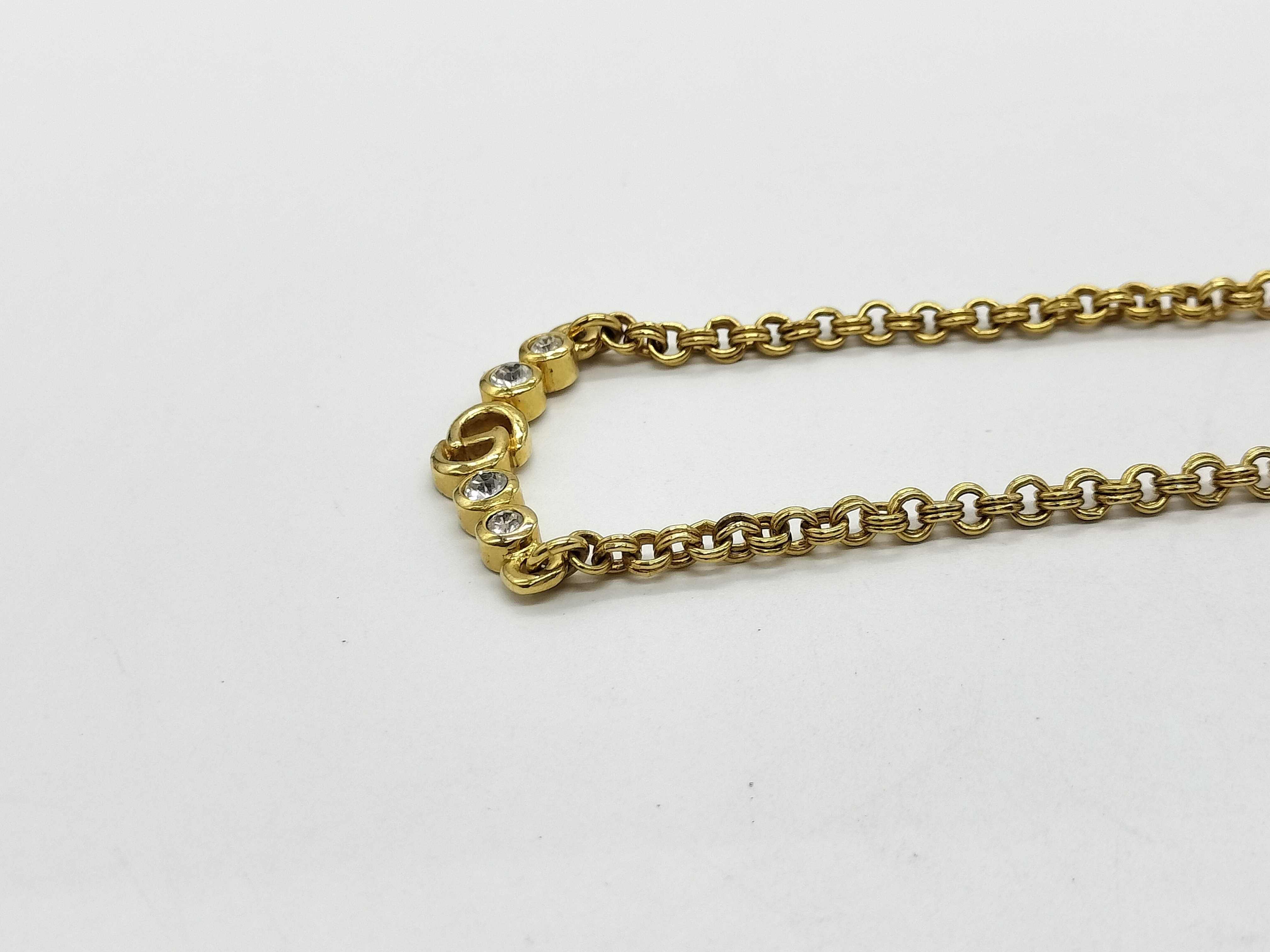 CD Logo Rhinestone Gold Necklace — view 3